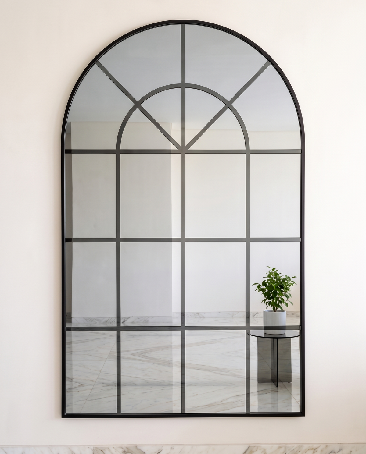Aurelio Black Frame Flush Window Arched Wall Mirror