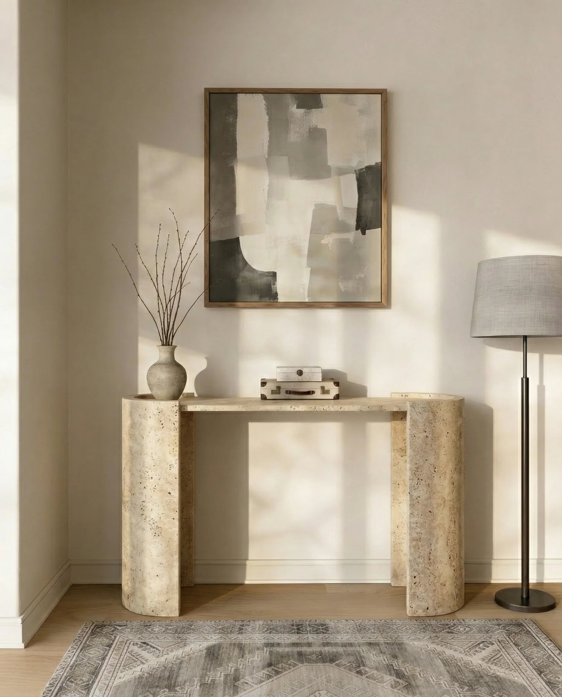 Marcelo Beige Travertine Entryway Table