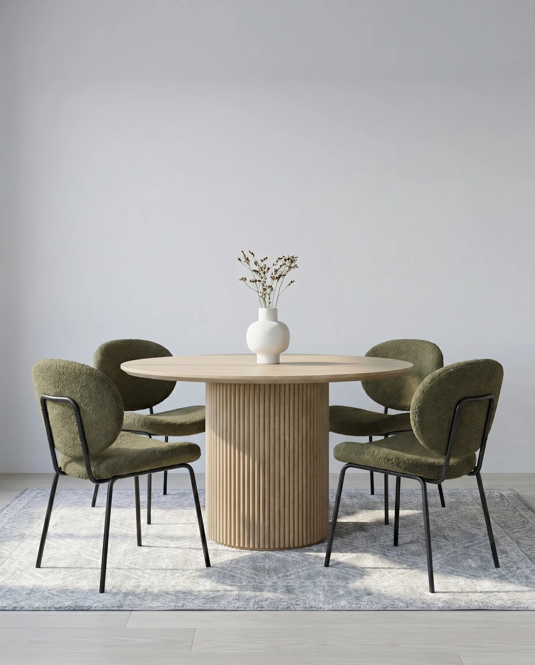 Maren Sculpted Olive Bouclé Dining Chair