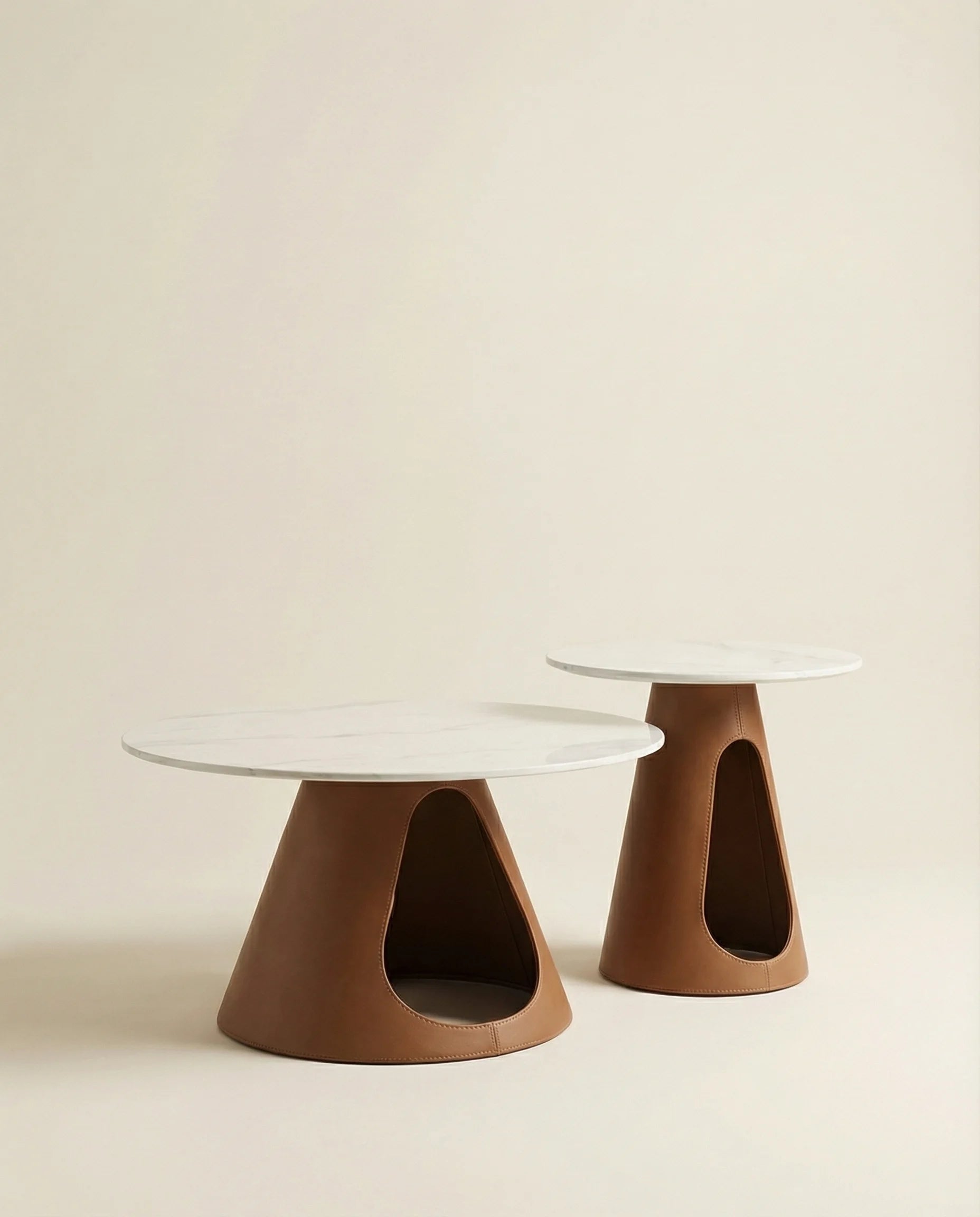 Marlo Brown & White Marble Coffee Table Set