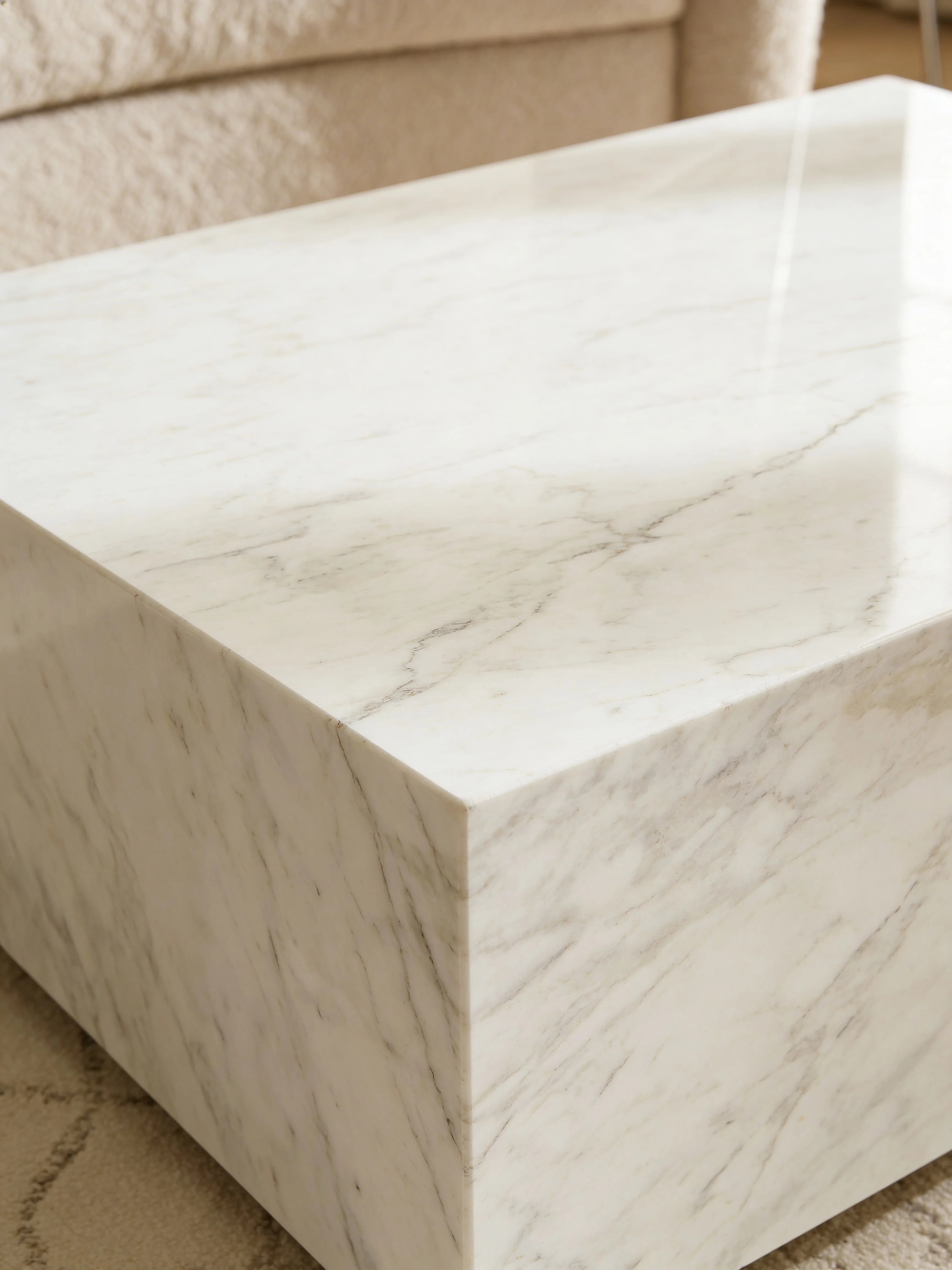Maxime White Carrara Marble Floating Coffee Table