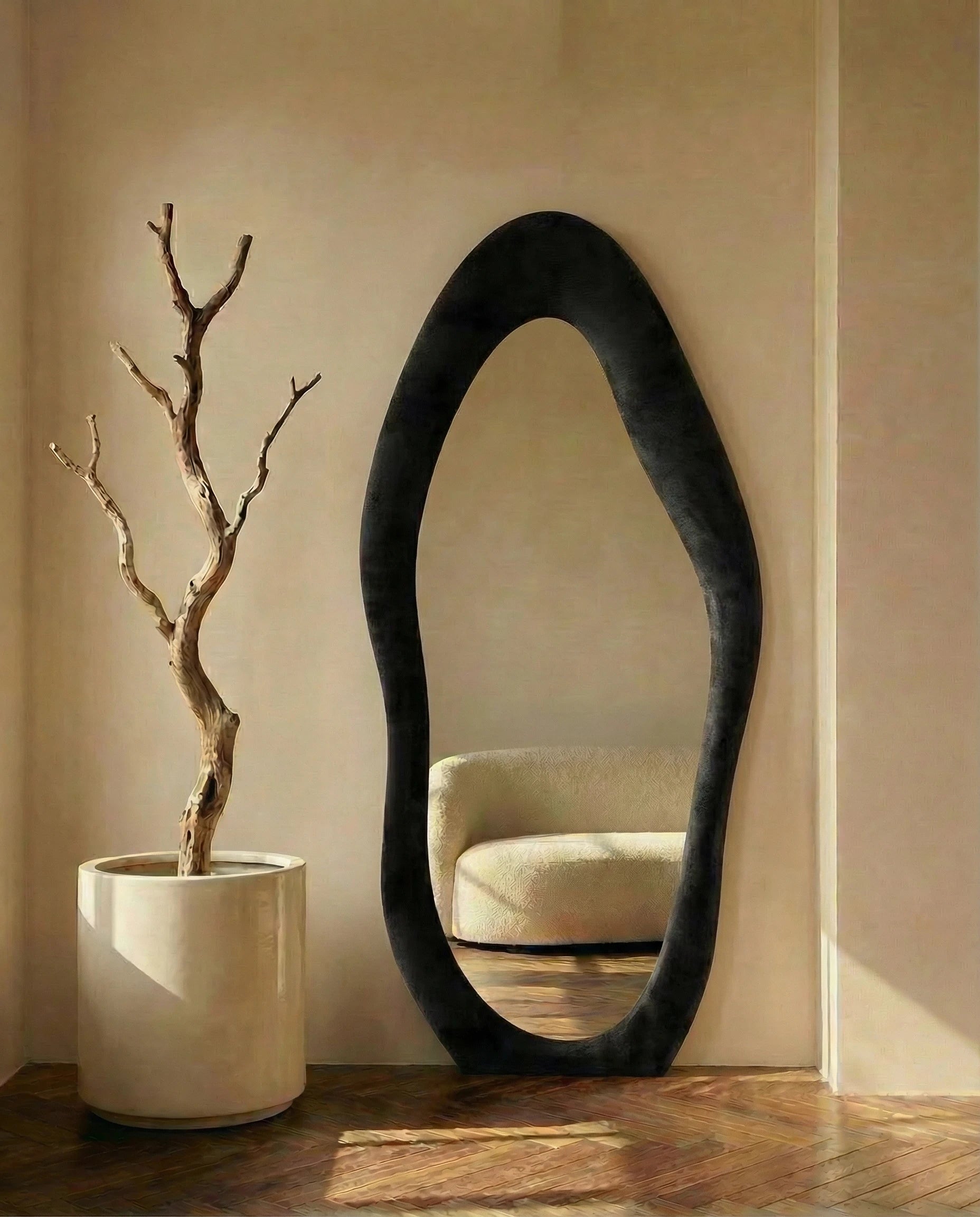 Mina Grey Flannelette Funky Wall Mirror