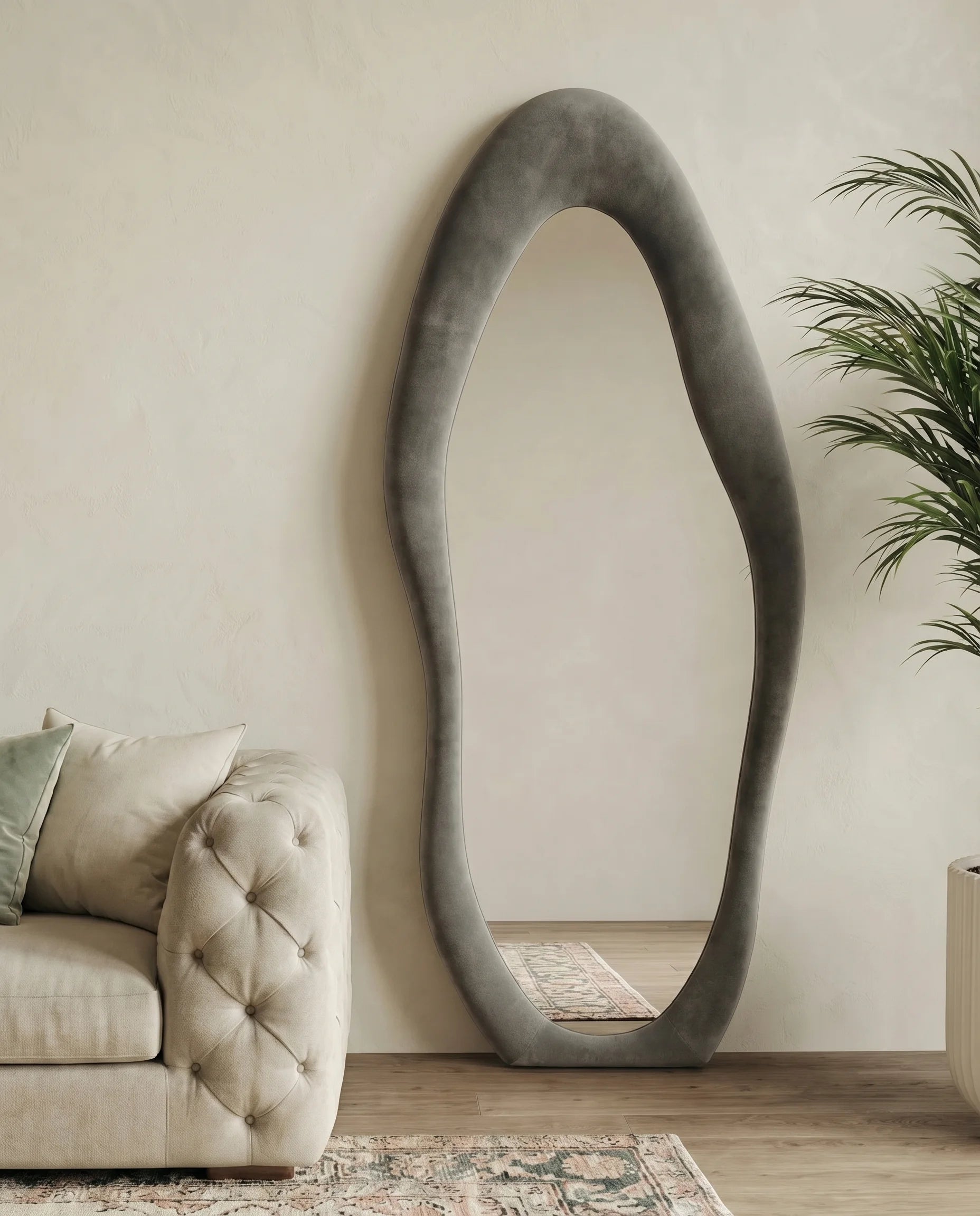 Mina Grey Flannelette Funky Wall Mirror