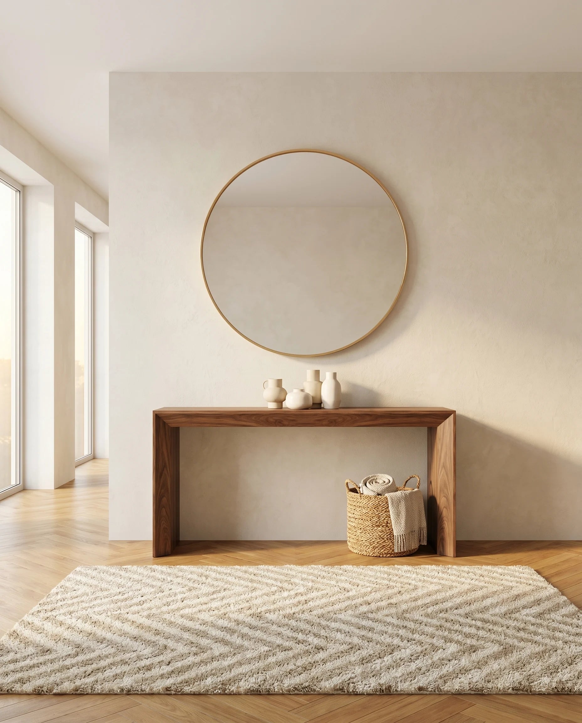 Modern Golden Round Wall Mirror