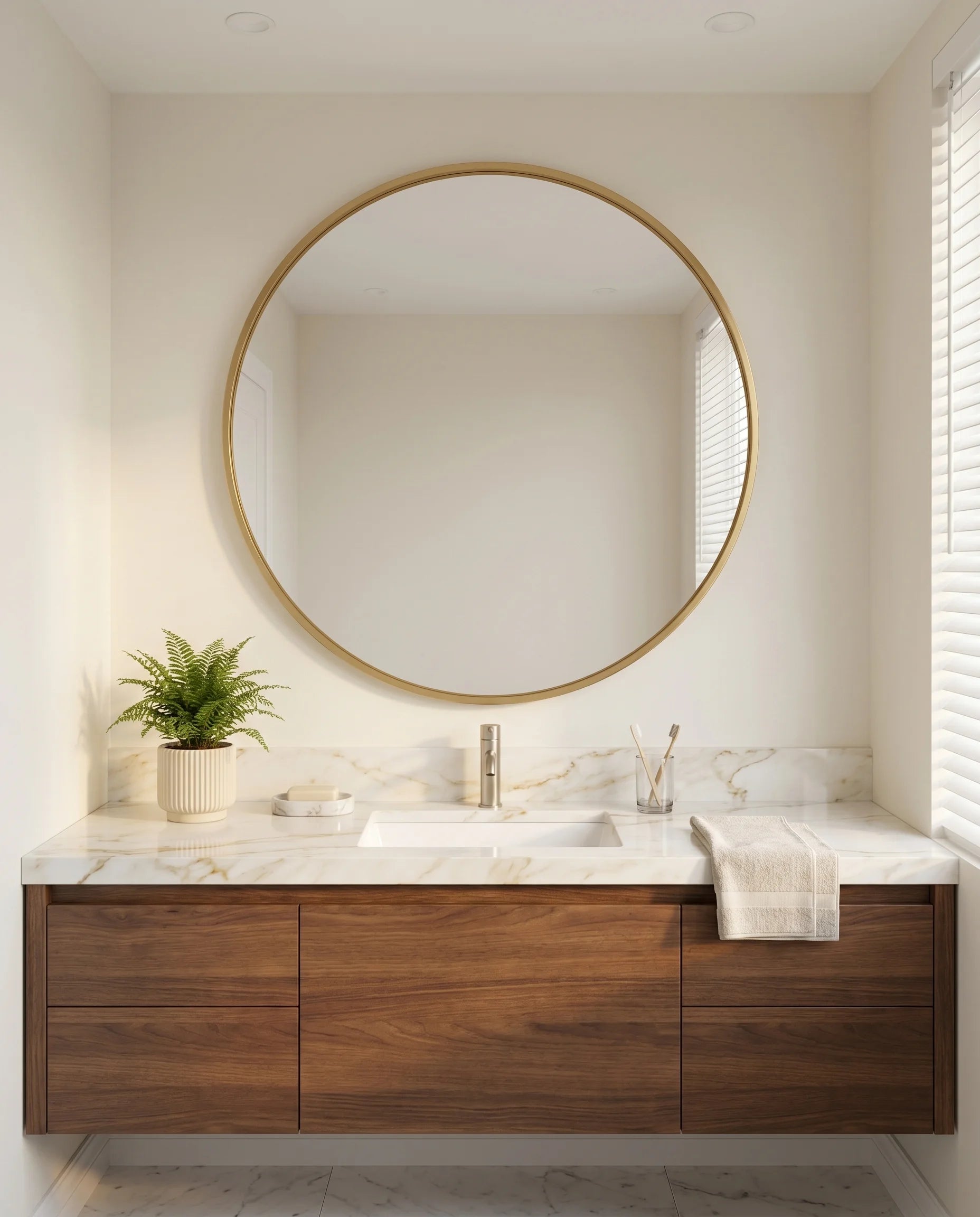 Modern Golden Round Bathroom Mirror