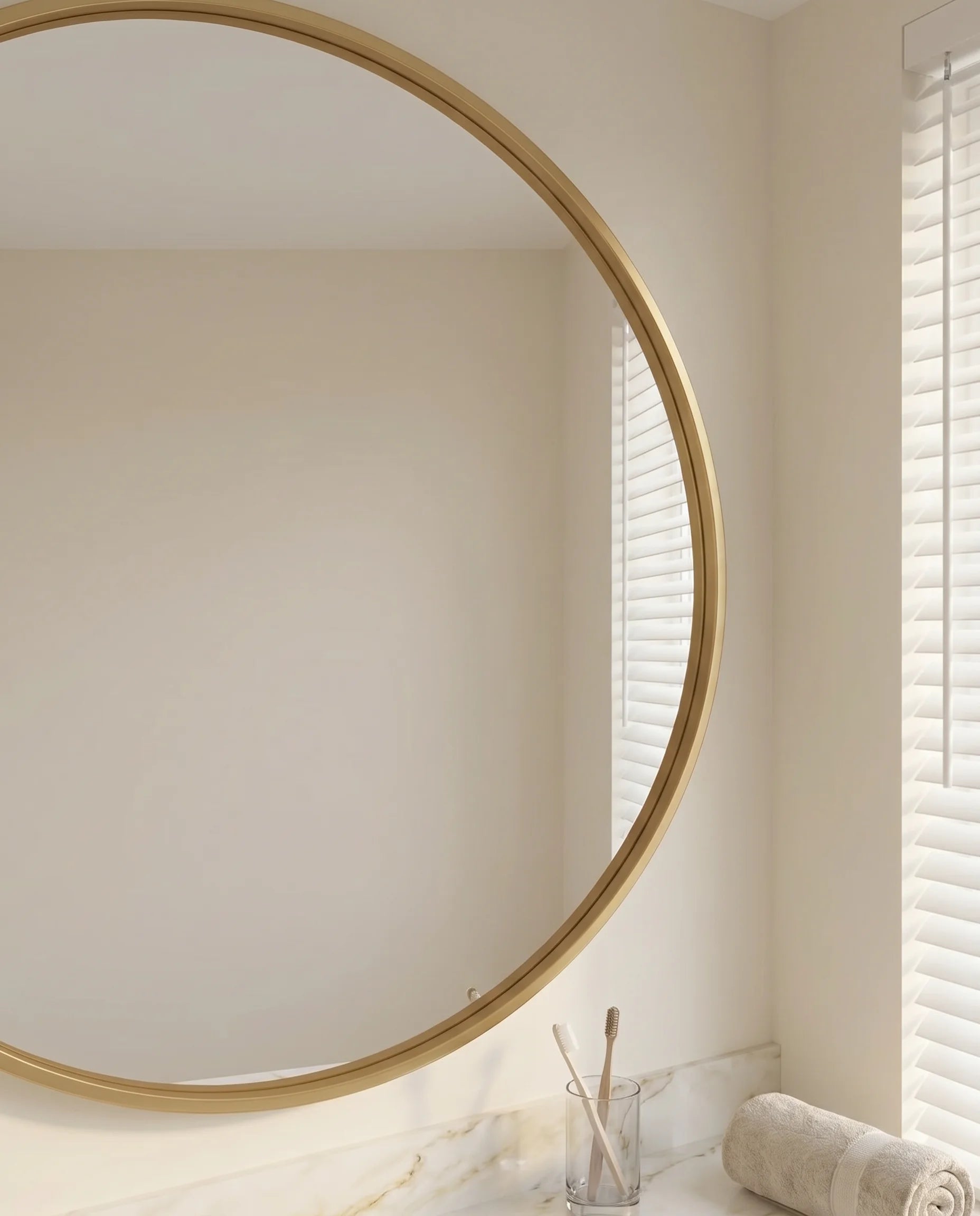 Modern Golden Round Bathroom Mirror