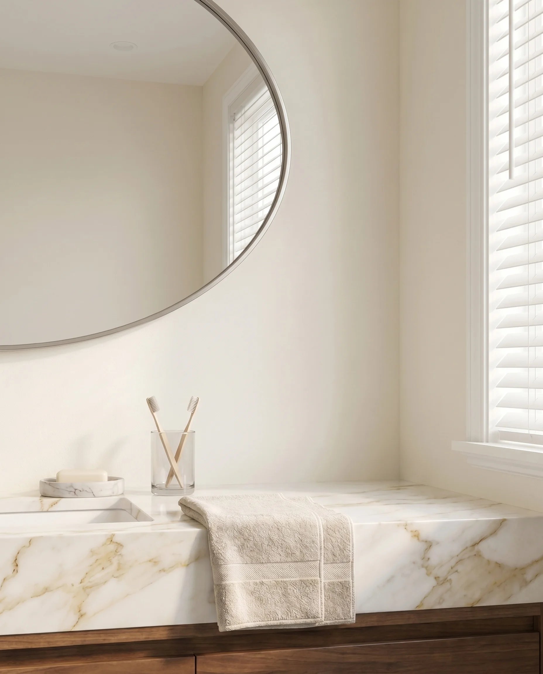 Modern Silver Oval Bathroom Mirror