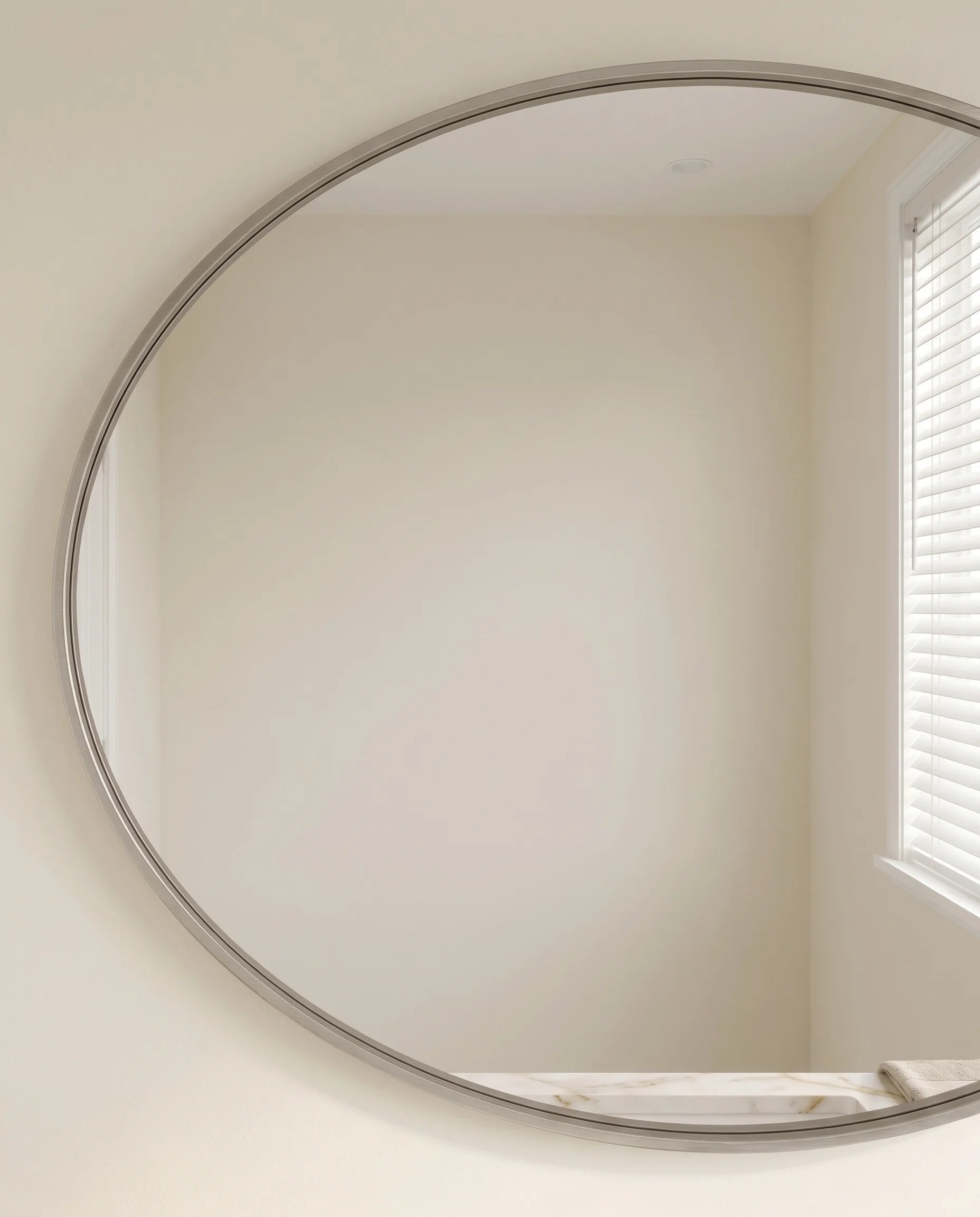 Modern Silver Oval Bathroom Mirror