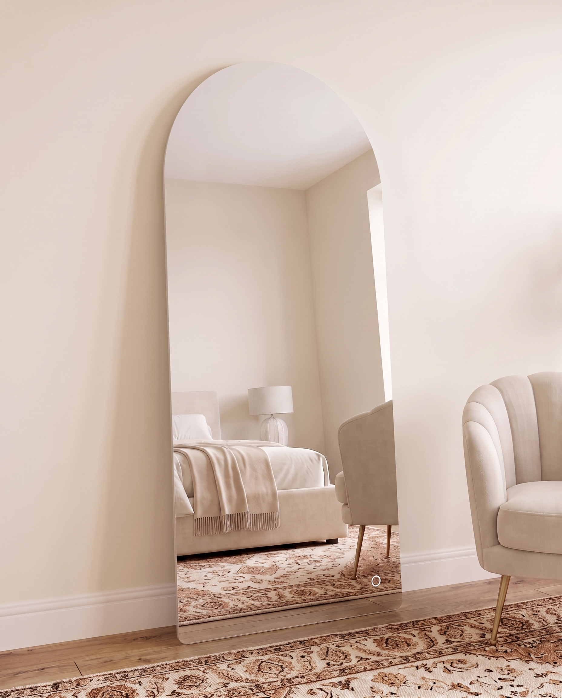Naomi LED Frameless Arch Standing Mirror