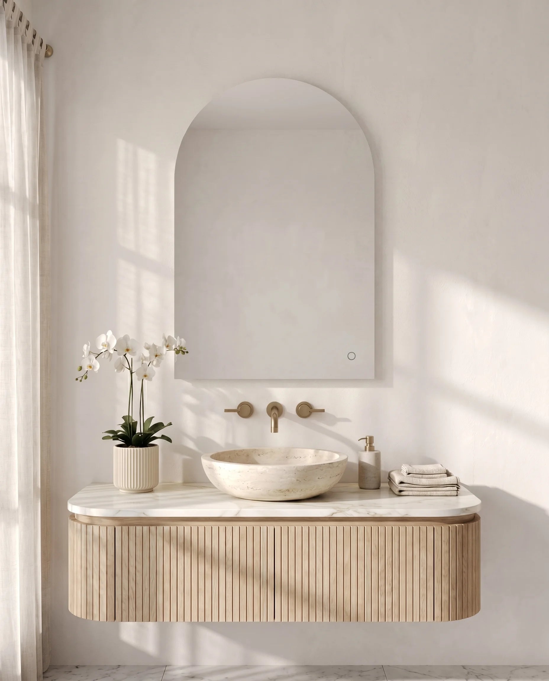 Naomi LED Frameless Arched Wall Mirror