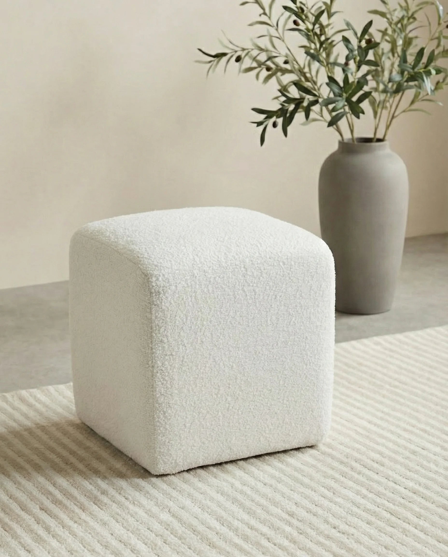 Nero White Square Pouf