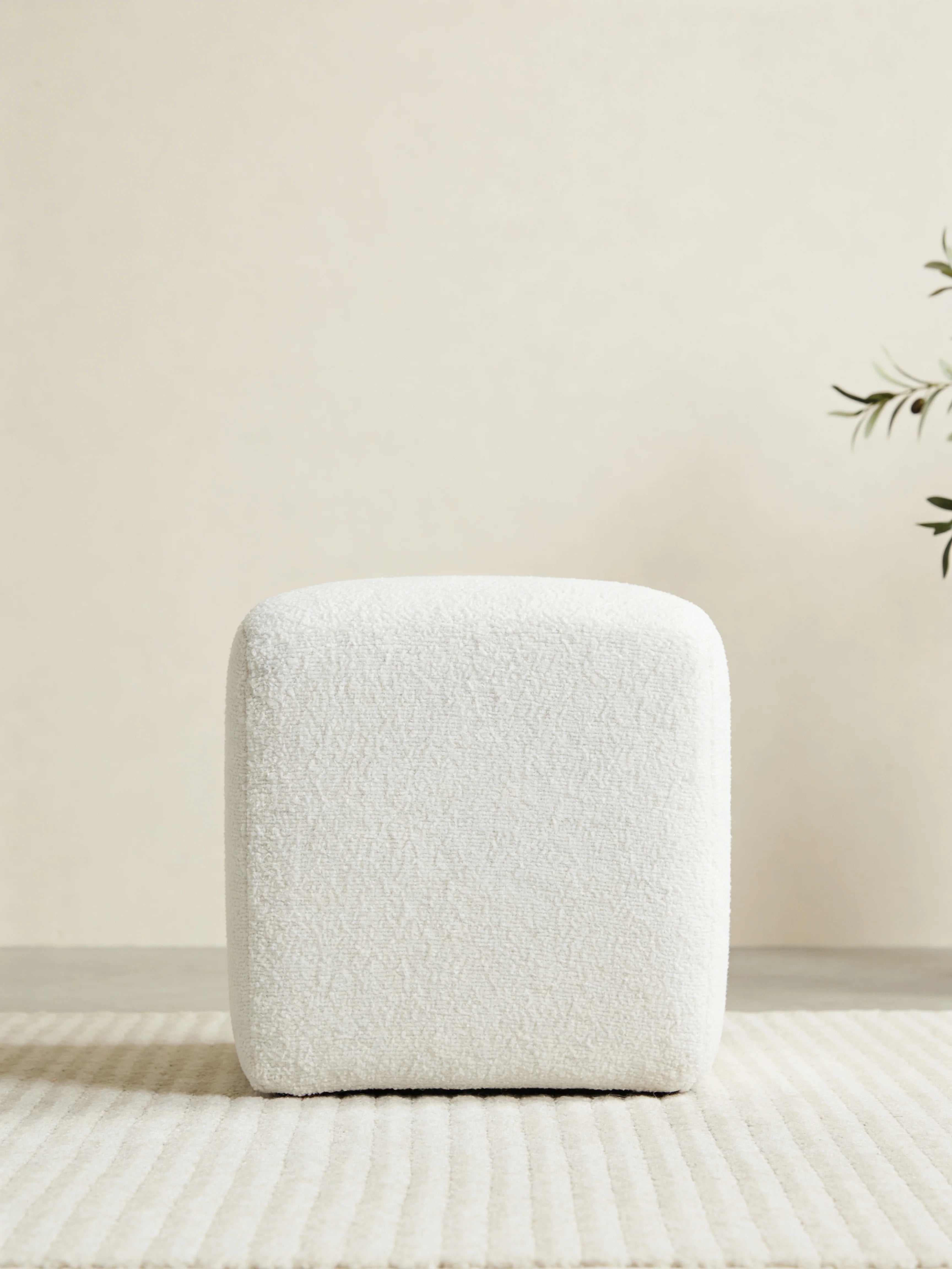 Nero White Square Pouf