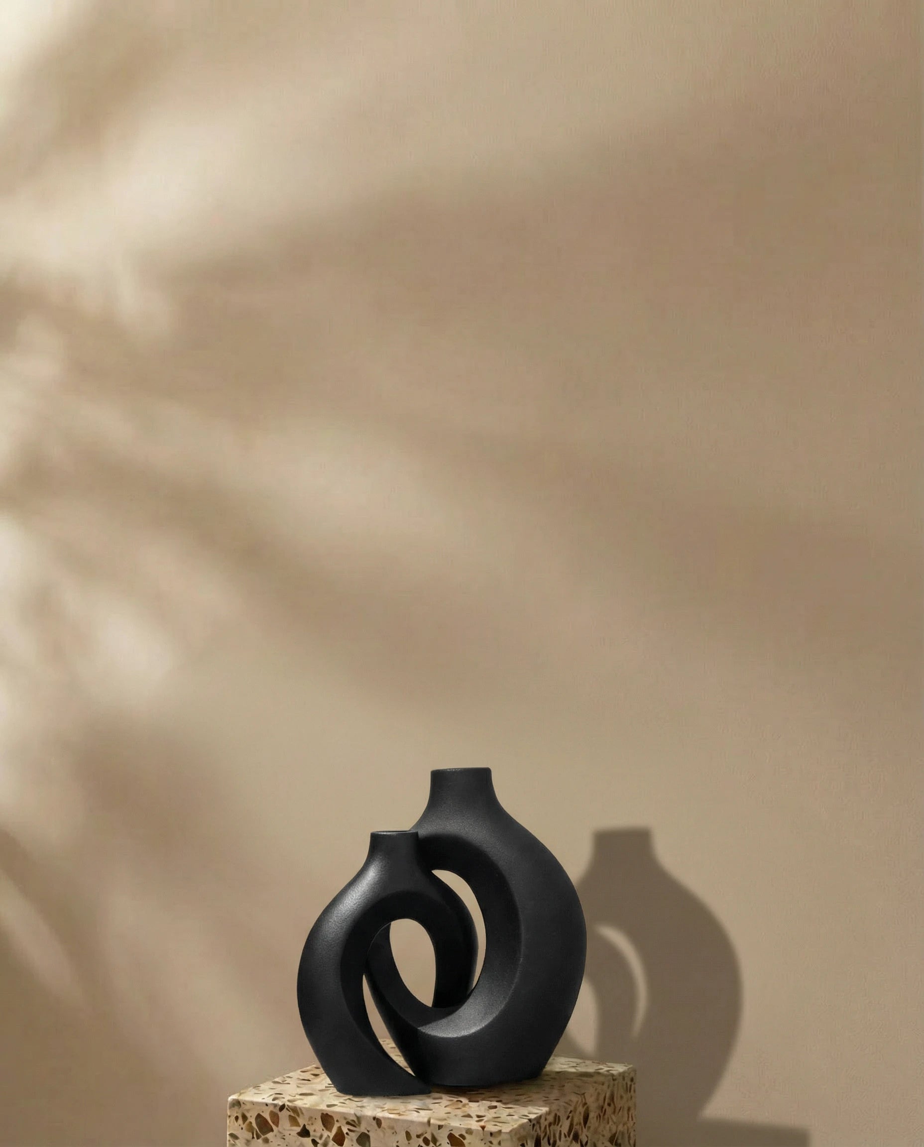 Nora Black 2-in-1 Ceramic Loop Vase Set