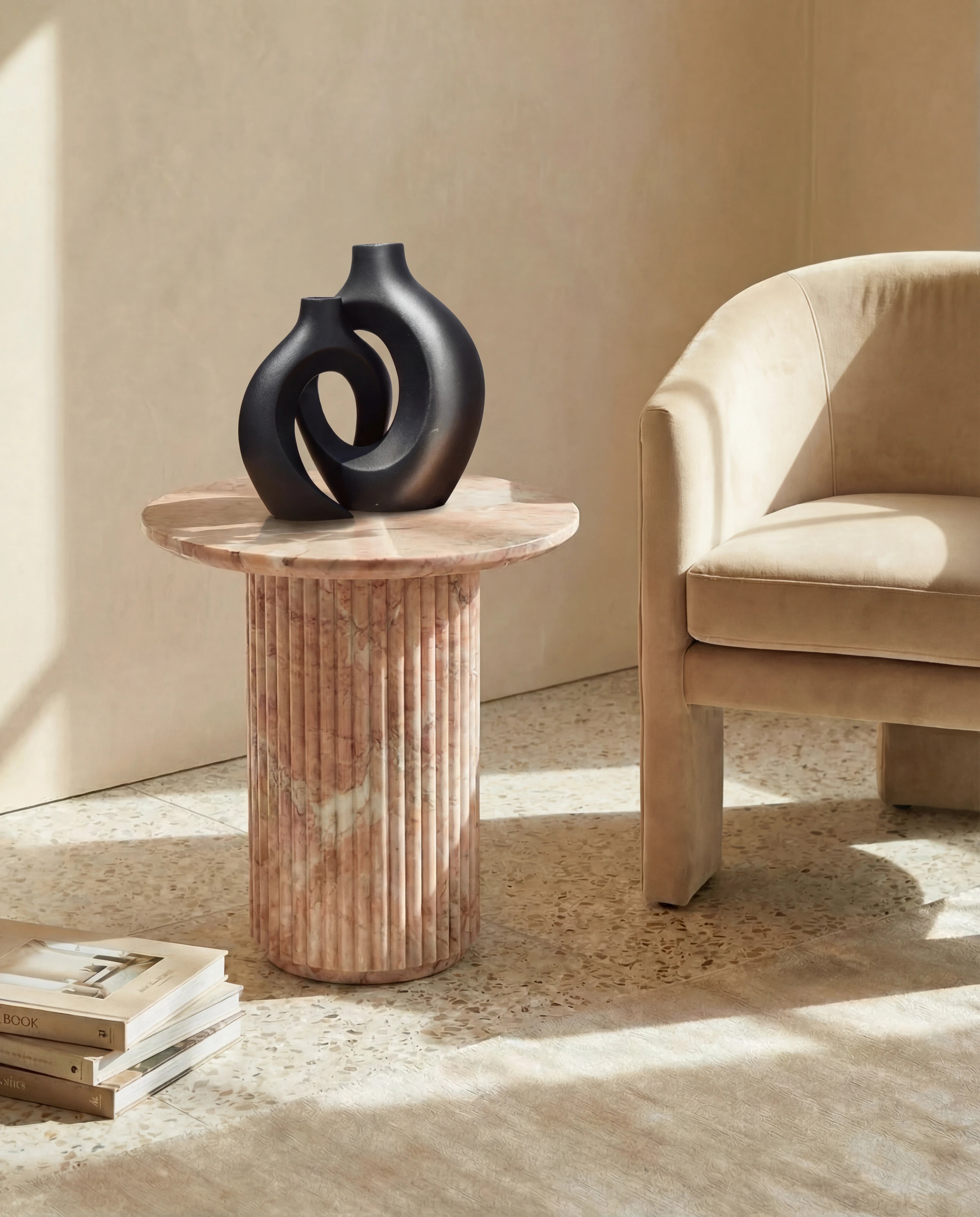 Nora Black 2-in-1 Ceramic Loop Vase Set