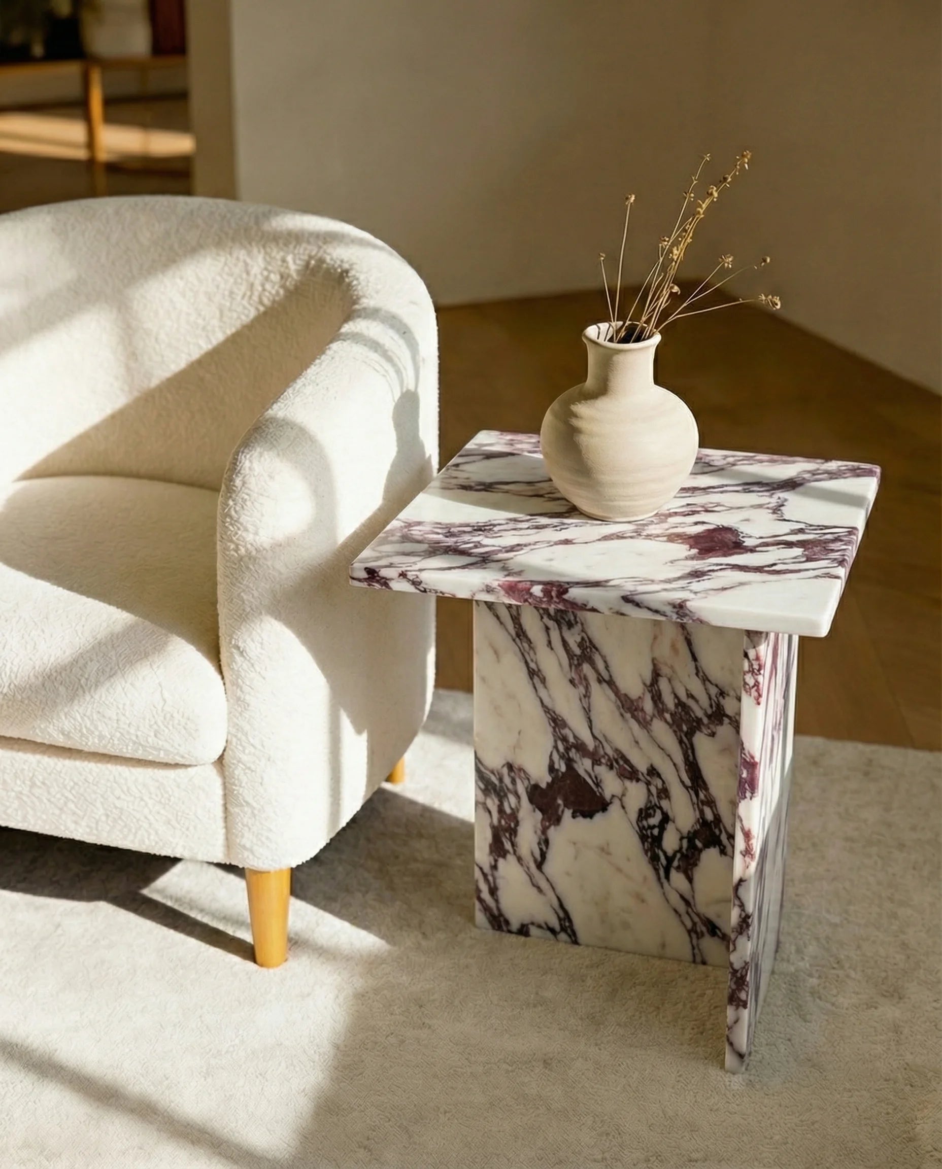 Norman Calacatta Marble Side Table