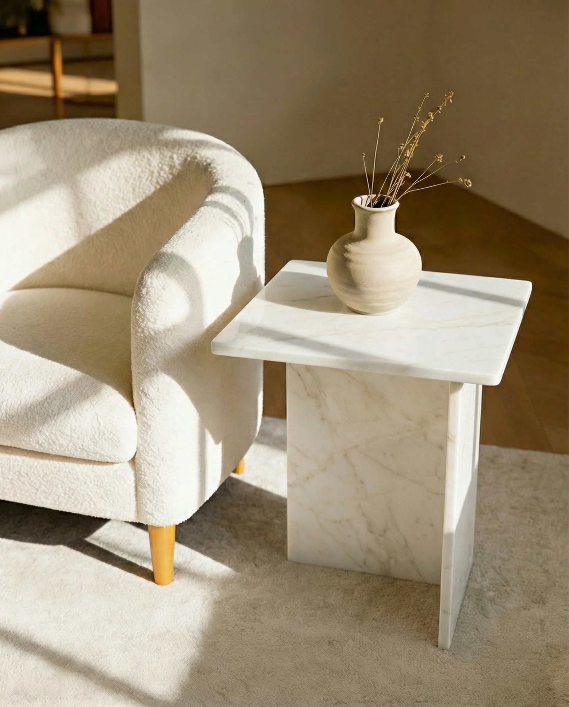 Norman Carrara Marble Side Table
