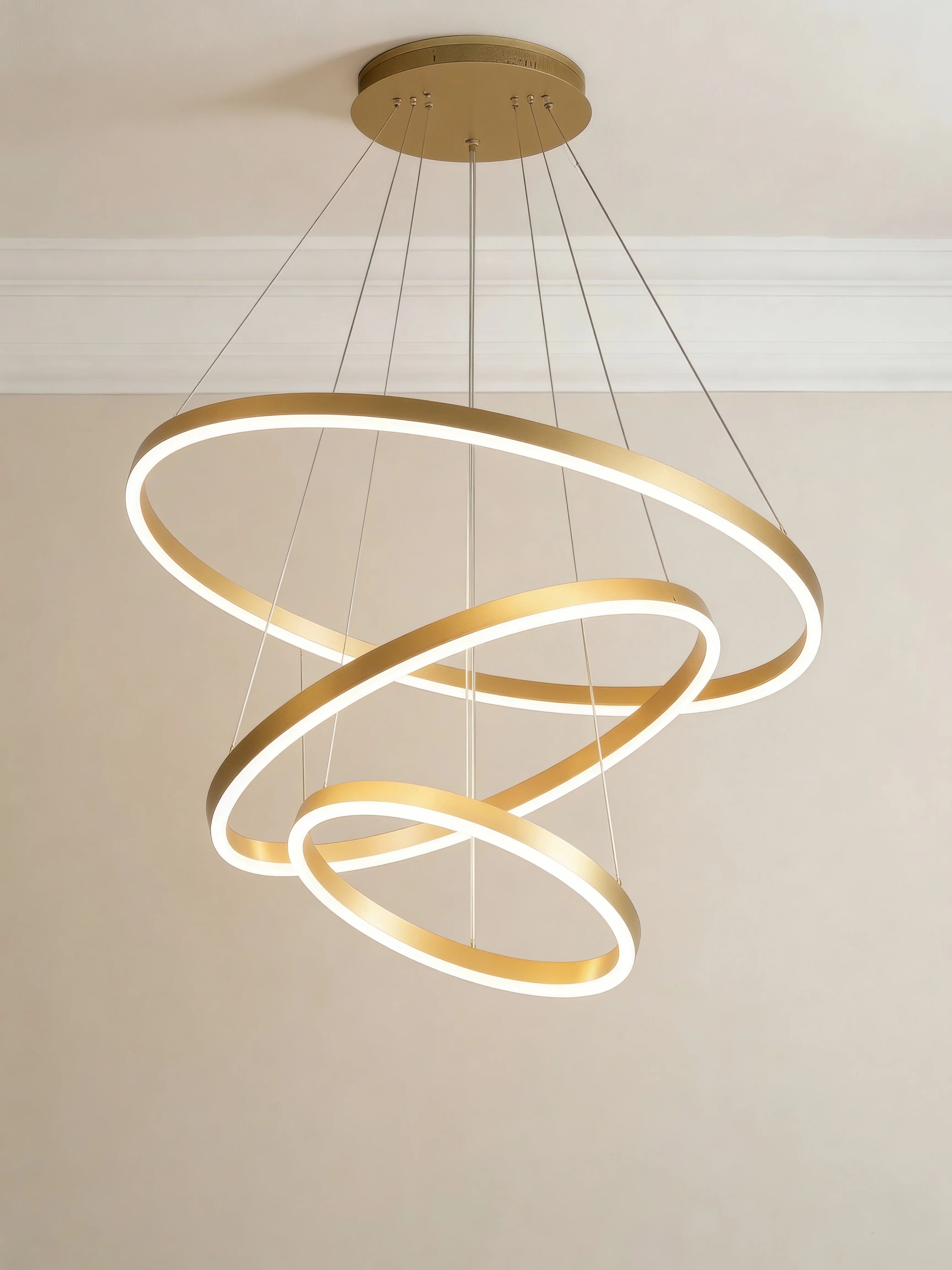 Nur Golden Tri ring LED Pendant Lamp