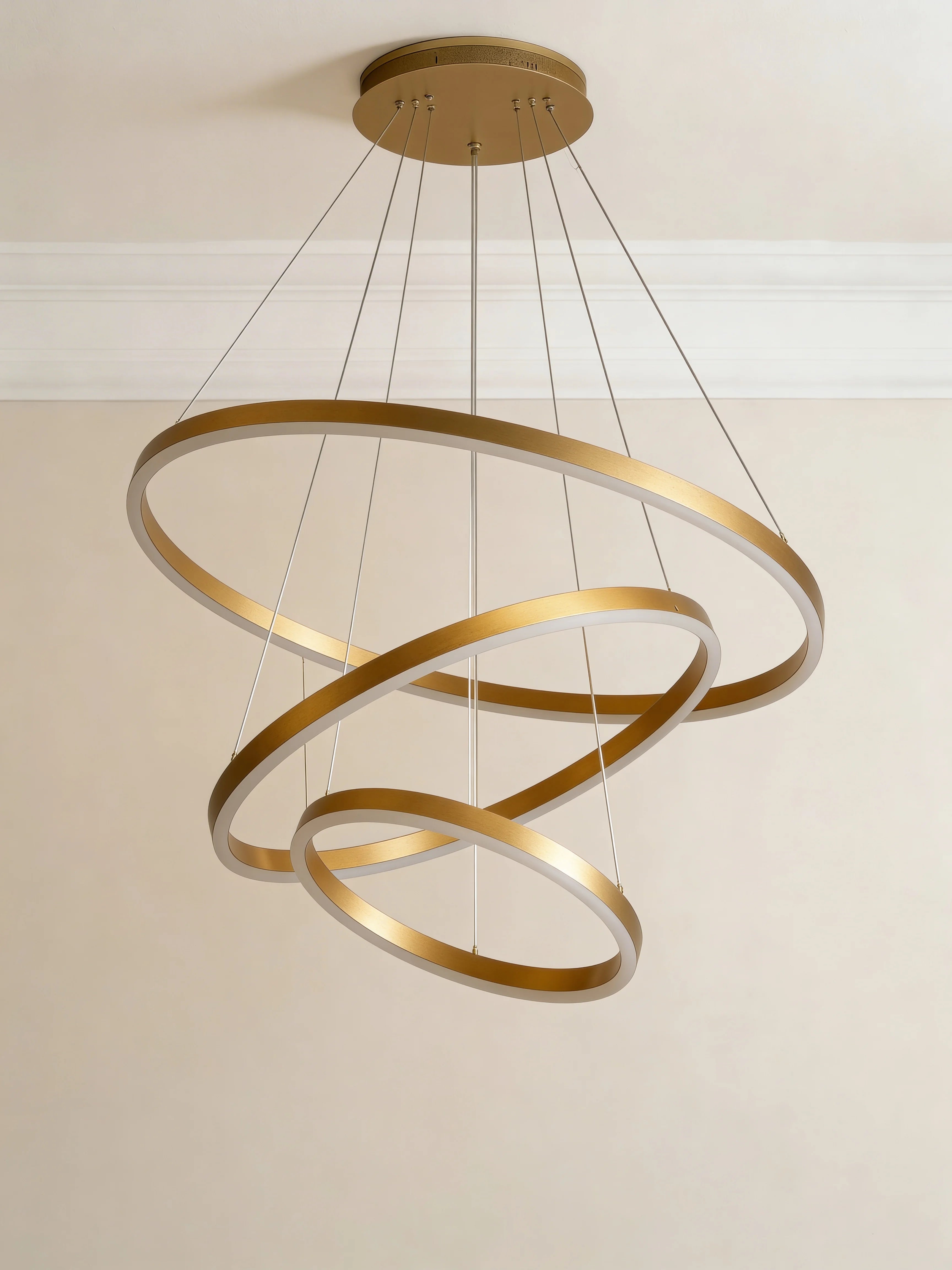 Nur Golden Tri ring LED Pendant Lamp