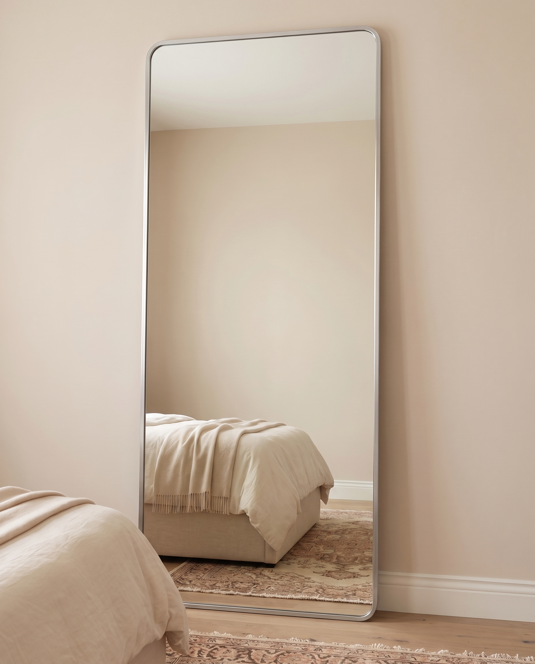Nyla Silver Full Length Rounded Rectangular Mirror