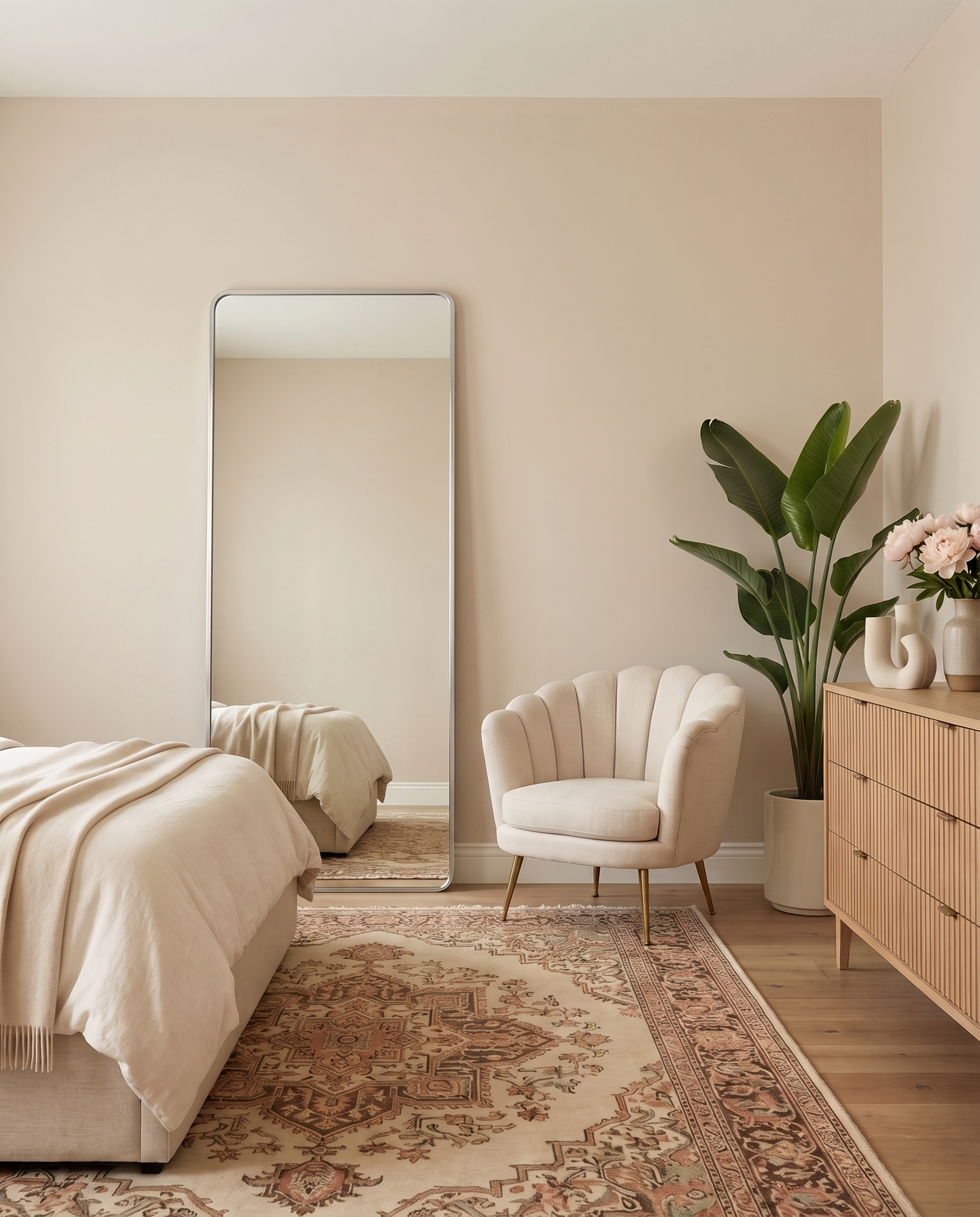 Nyla Silver Full Length Rounded Rectangular Mirror