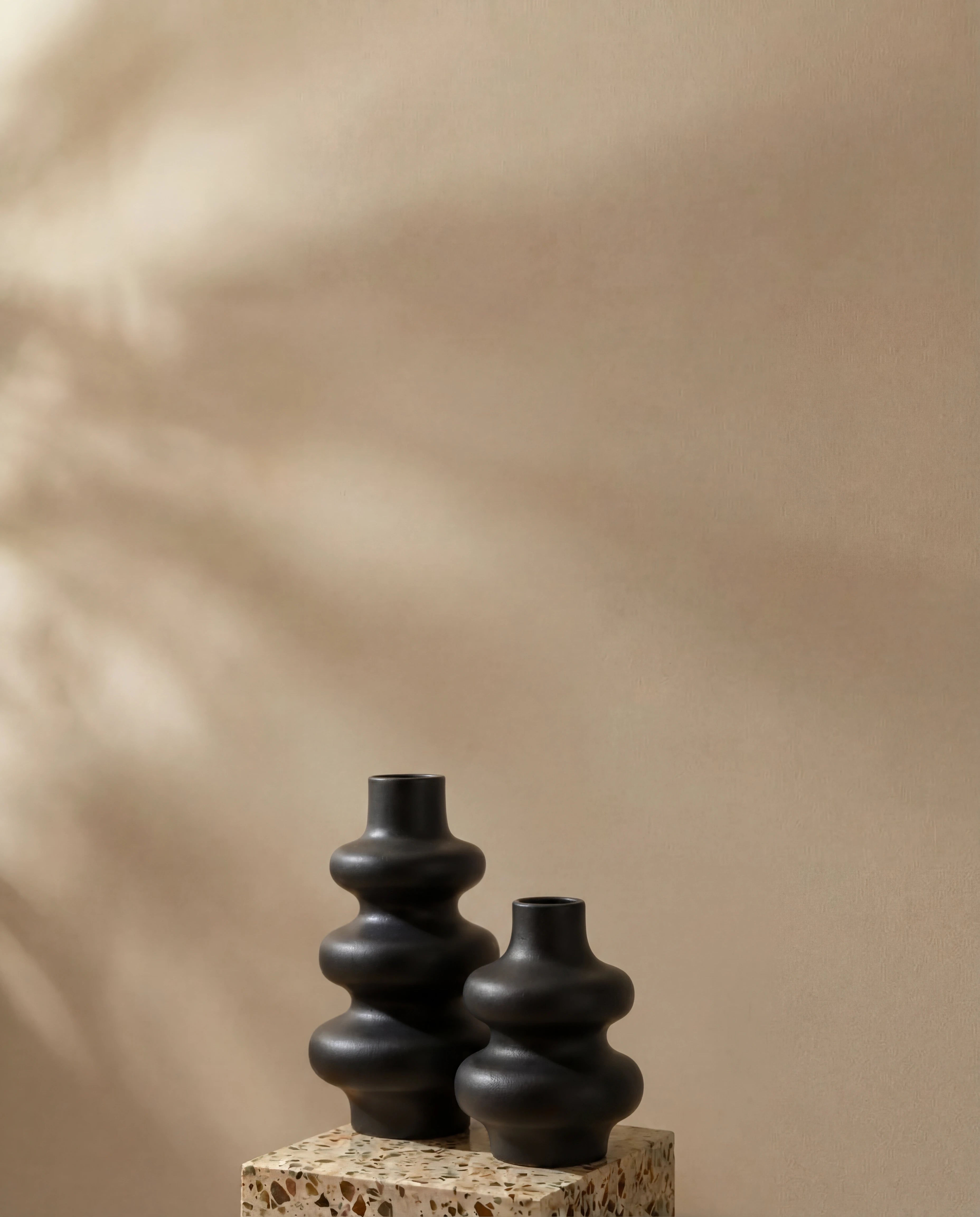 Obsidian Curvy Glossy Black Ceramic Vase