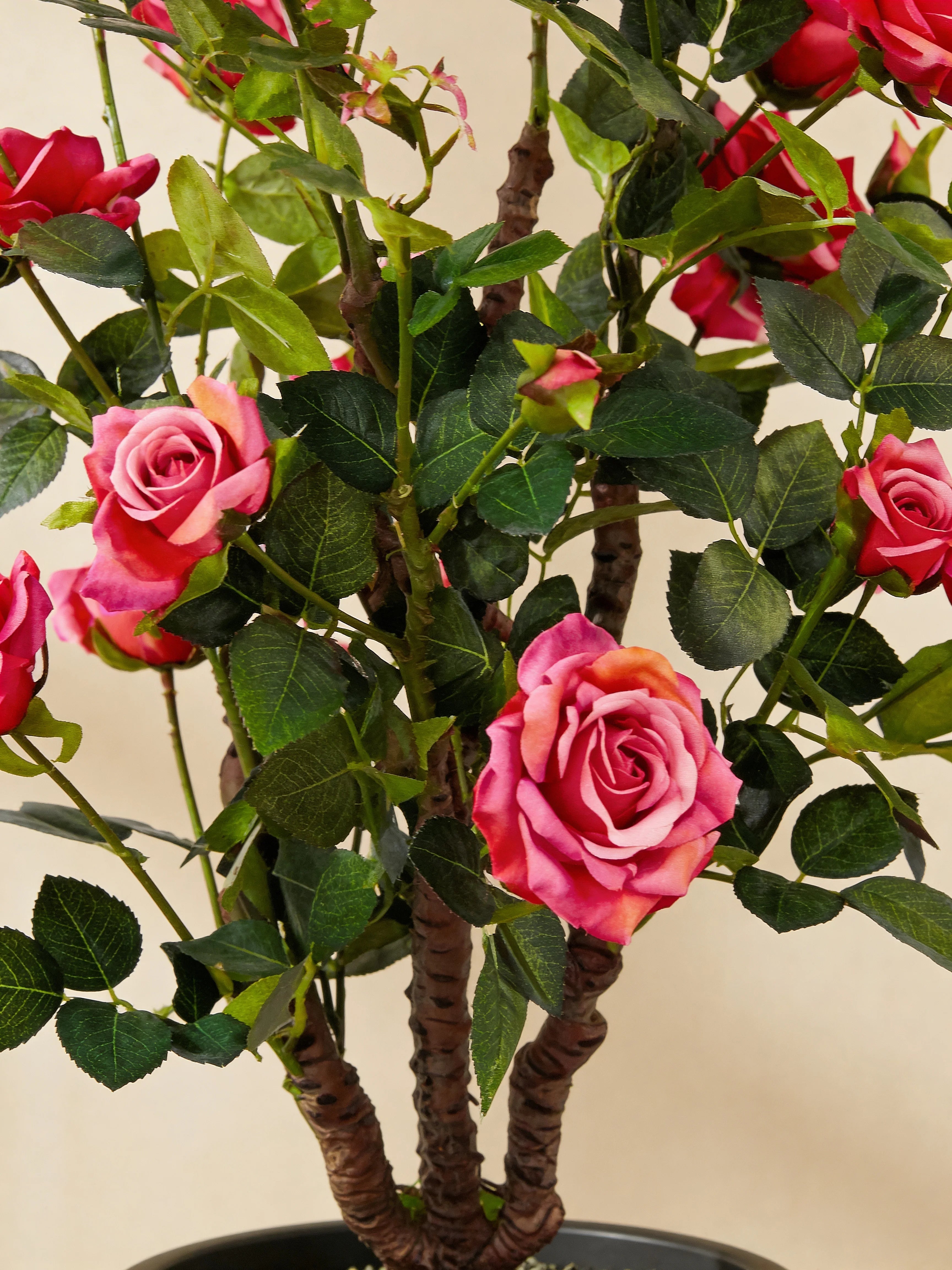 Pink rose artificial flowers, close-up detail