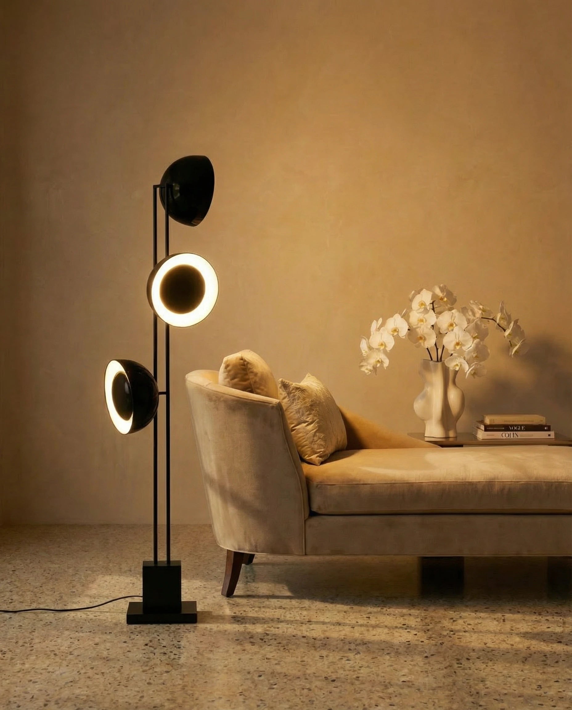 Pluto Triple Sphere Black Floor Lamp