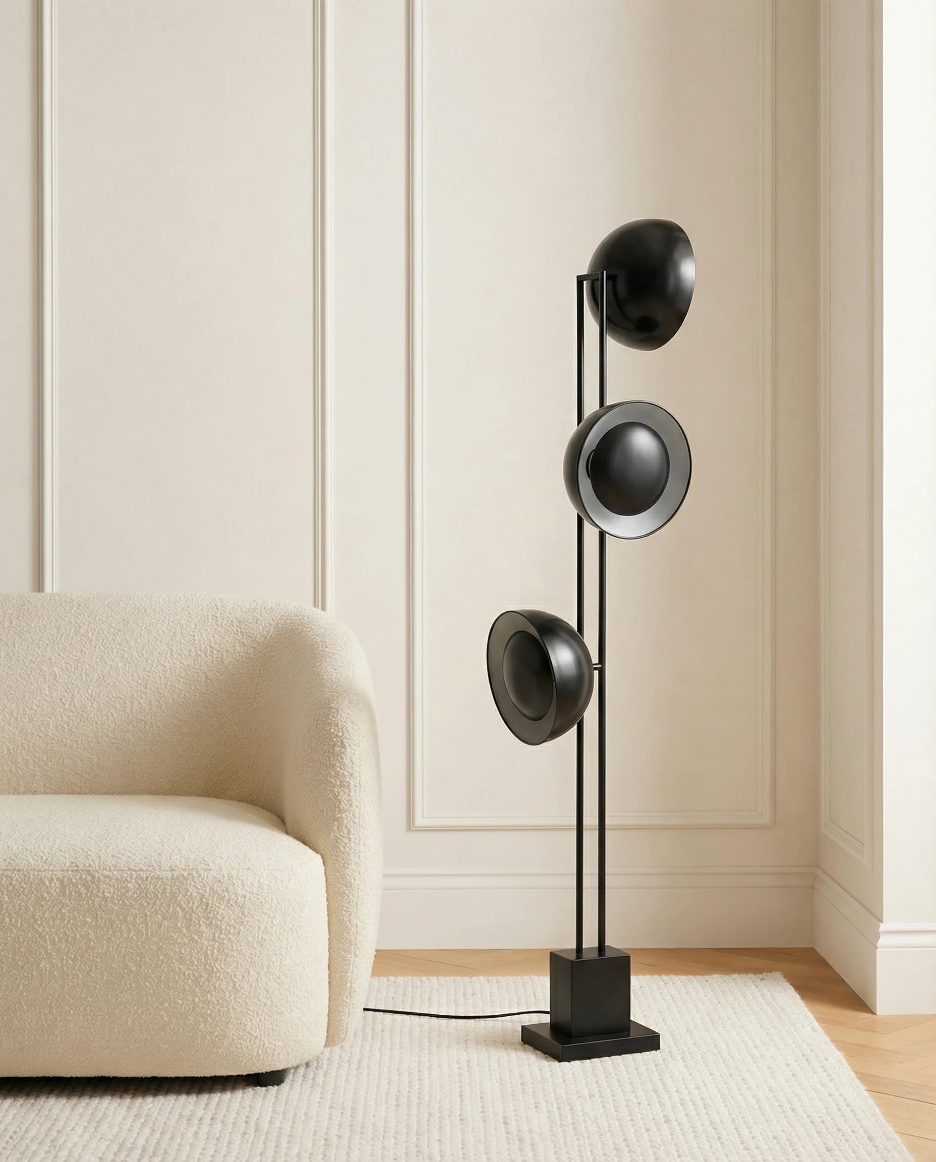 Pluto Triple Sphere Black Floor Lamp
