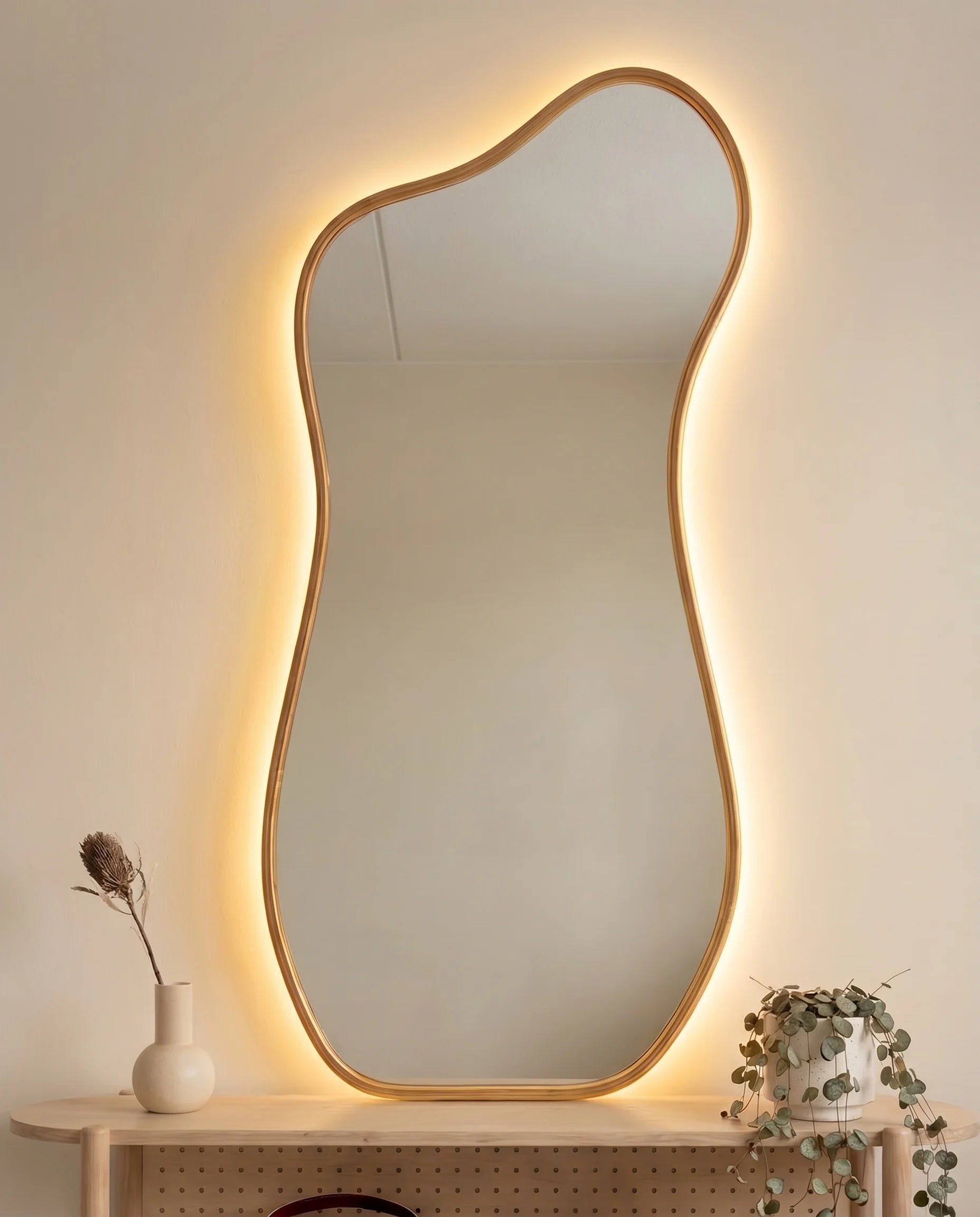 Ralph gold backlit vanity wall mirror