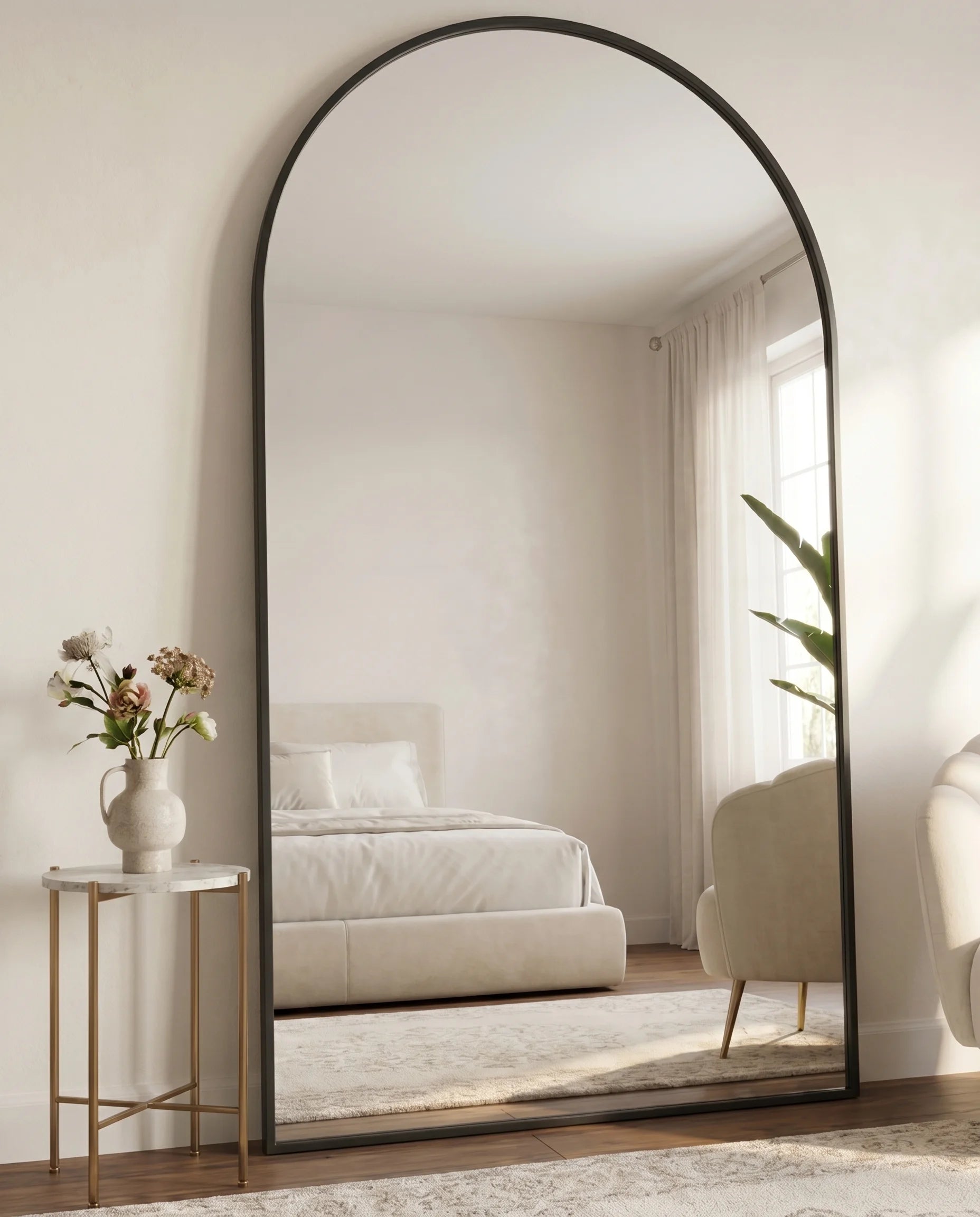 Raphael large arched black frame mirror