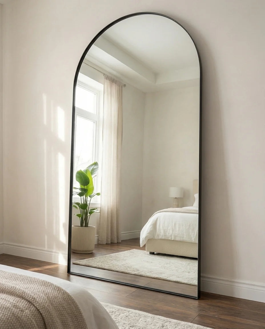 Raphael large black arched wall mirror