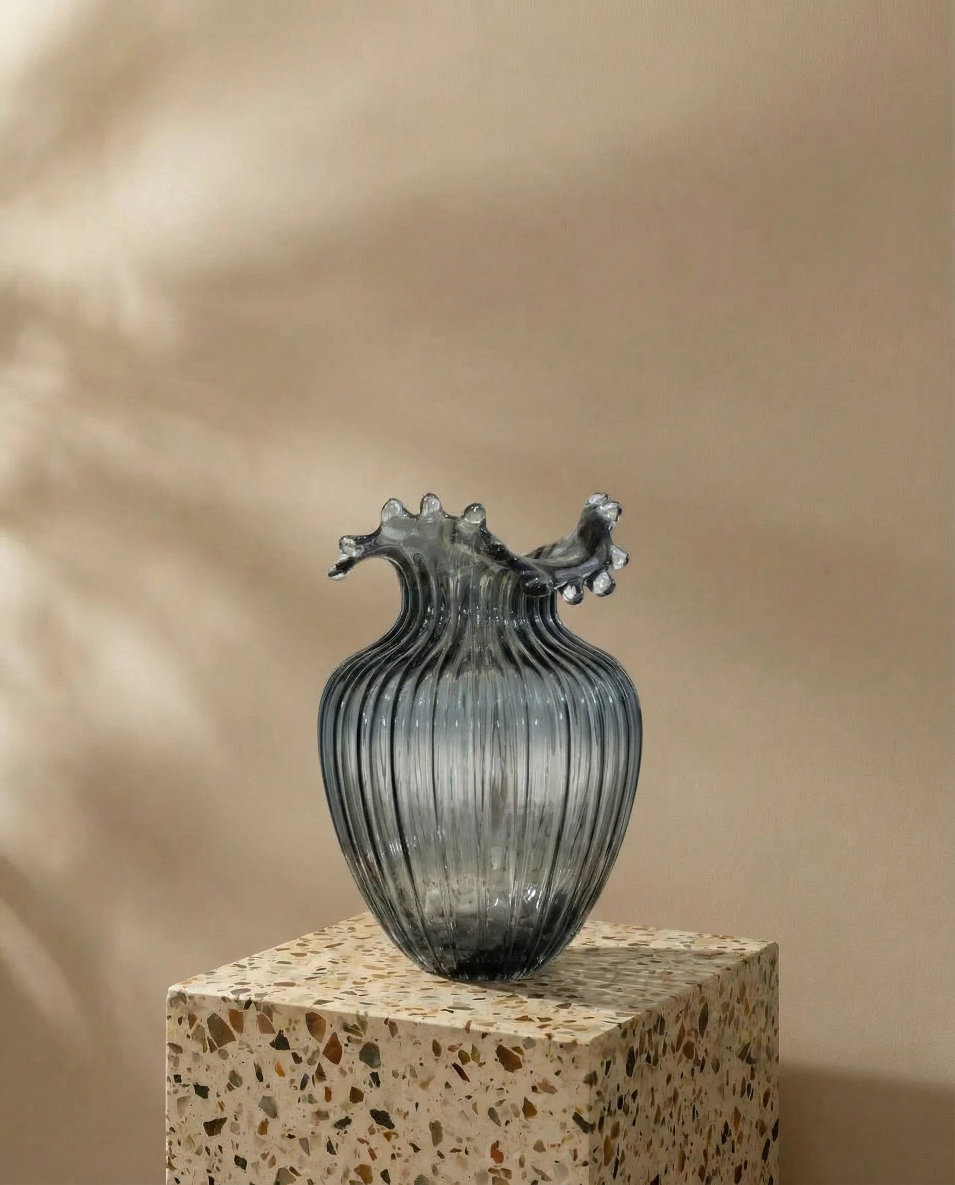 Raven Wavy Transparent Glass Vase