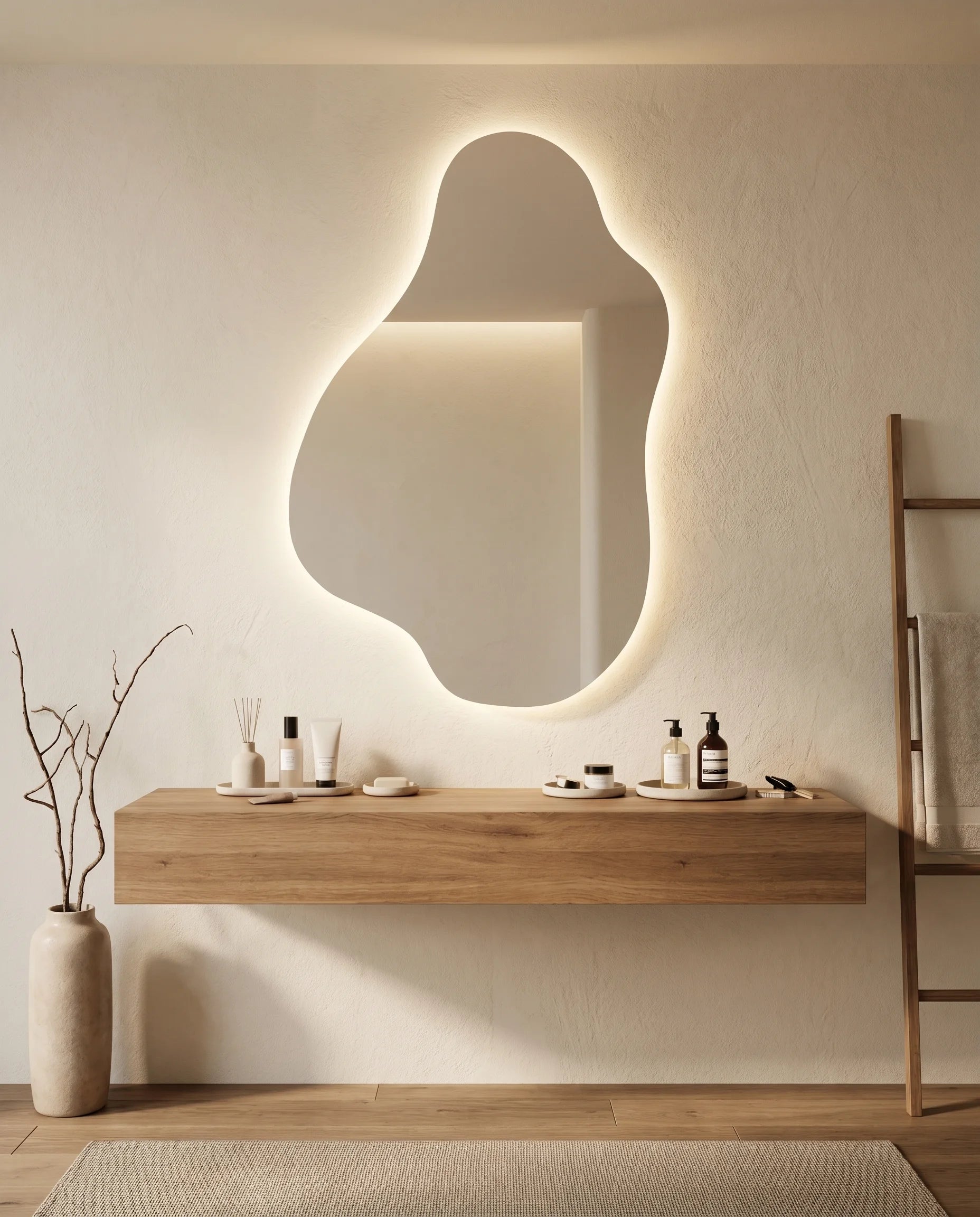 Renzo LED Frameless Irregular Wall Mirror