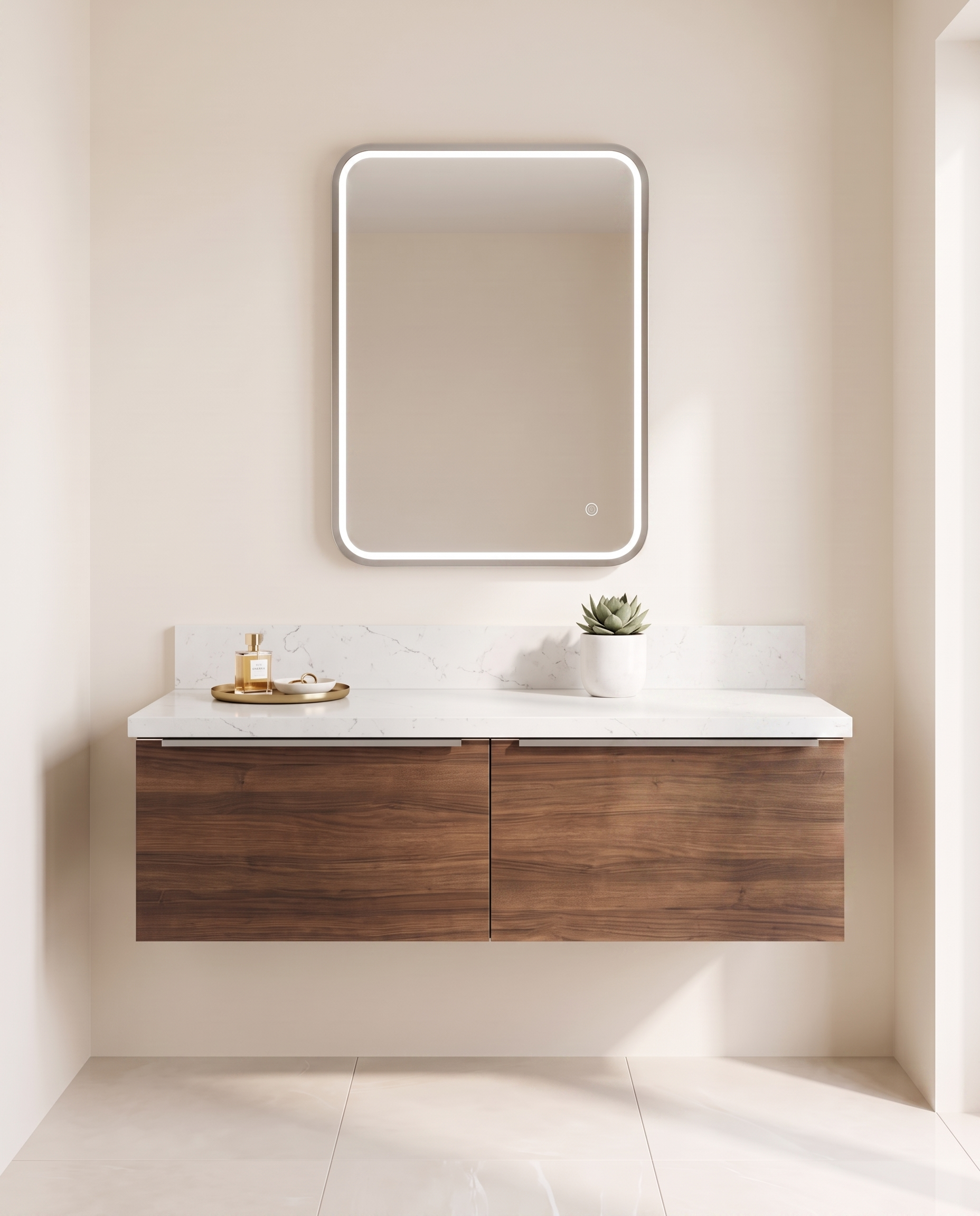Romeo Silver Inner Frame LED Rectangular Vanity Wall Mirror