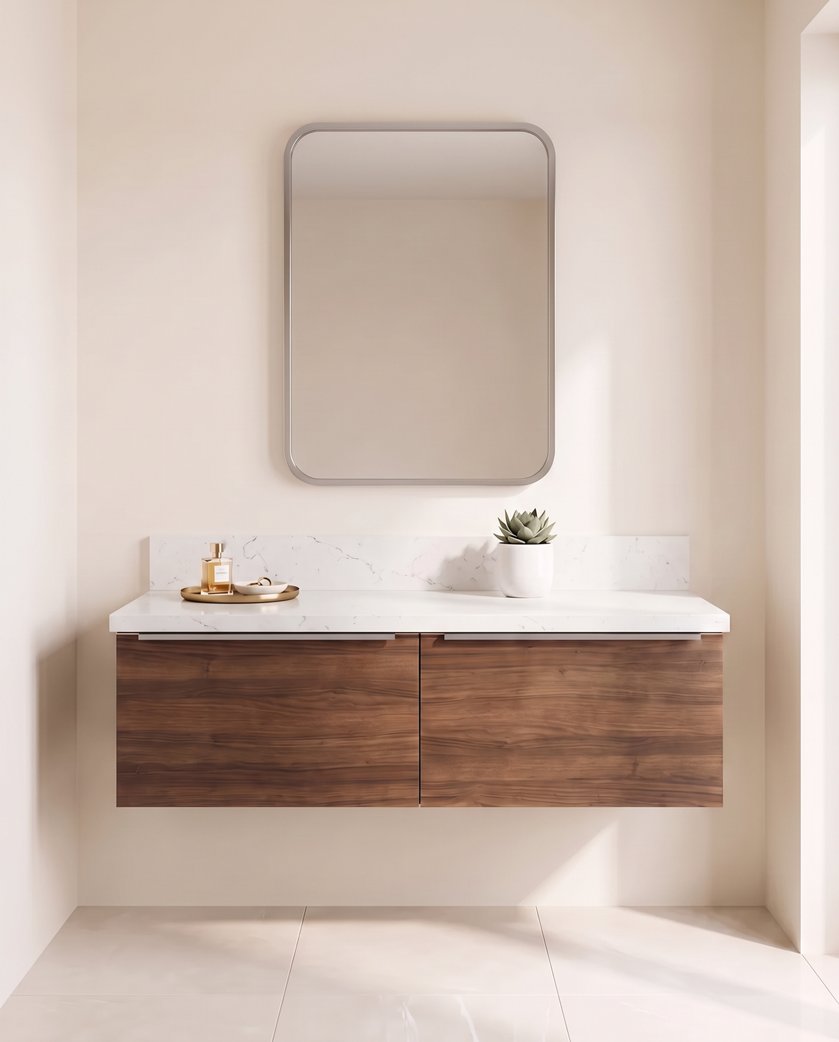Silver Inner Frame LED Rectangular Vanity Wall Mirror