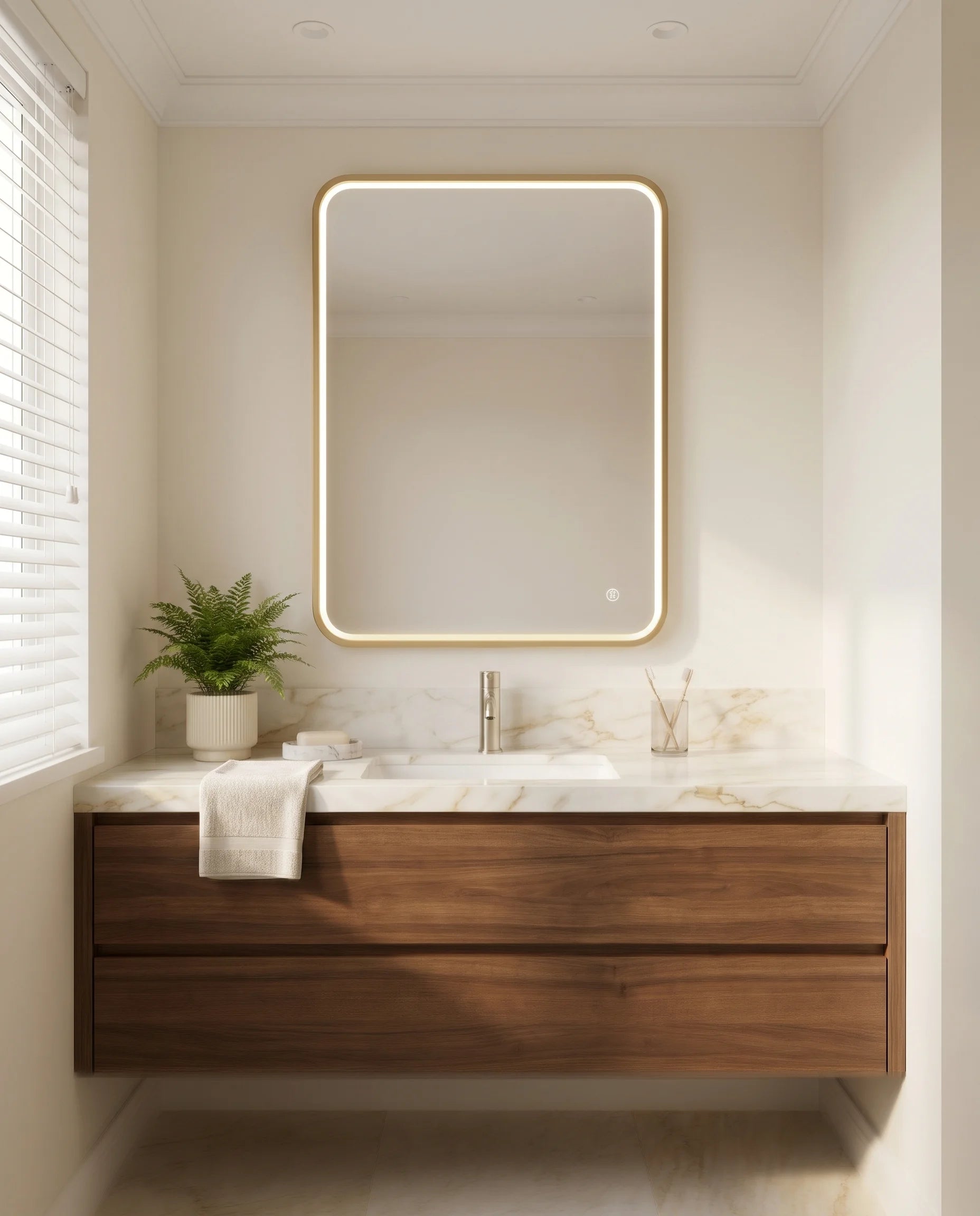 Romeo Gold Framed LED Rectangular Mirror