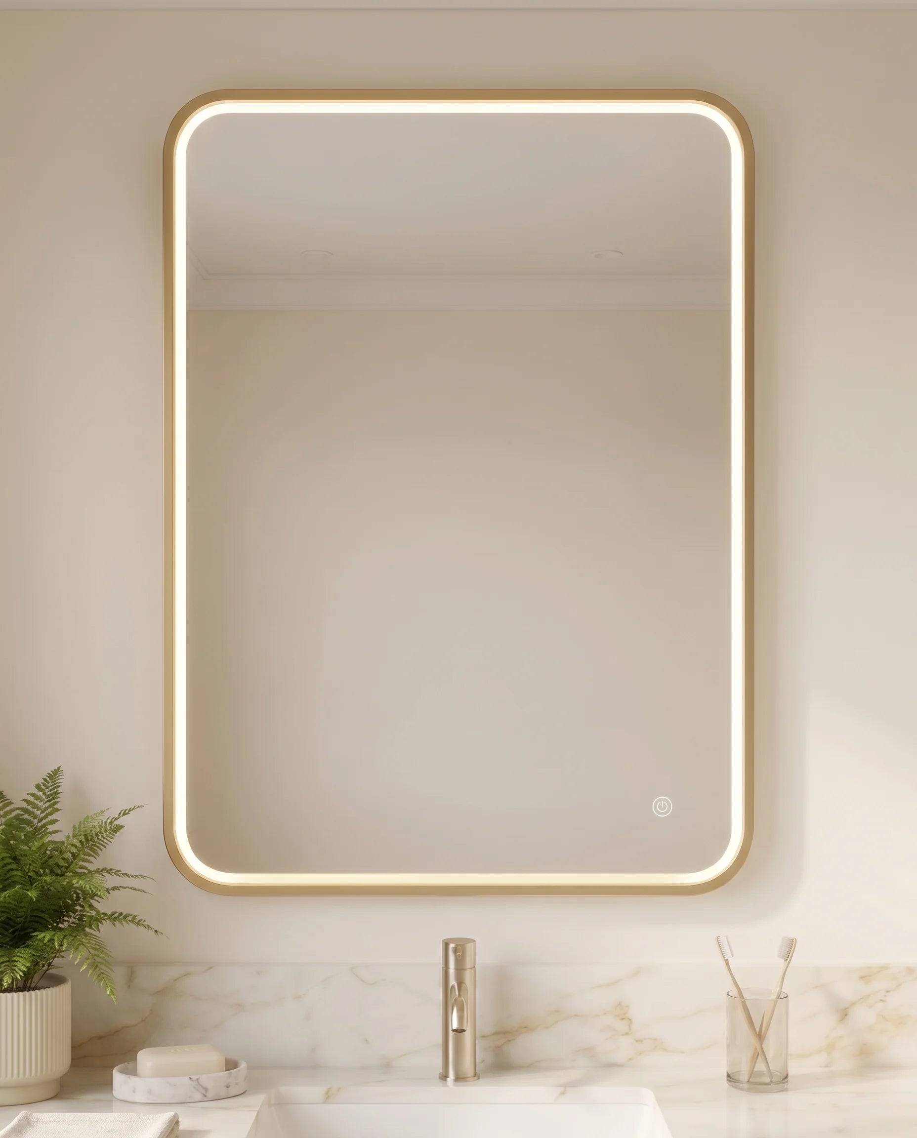 Romeo Gold Framed LED Rectangular Mirror