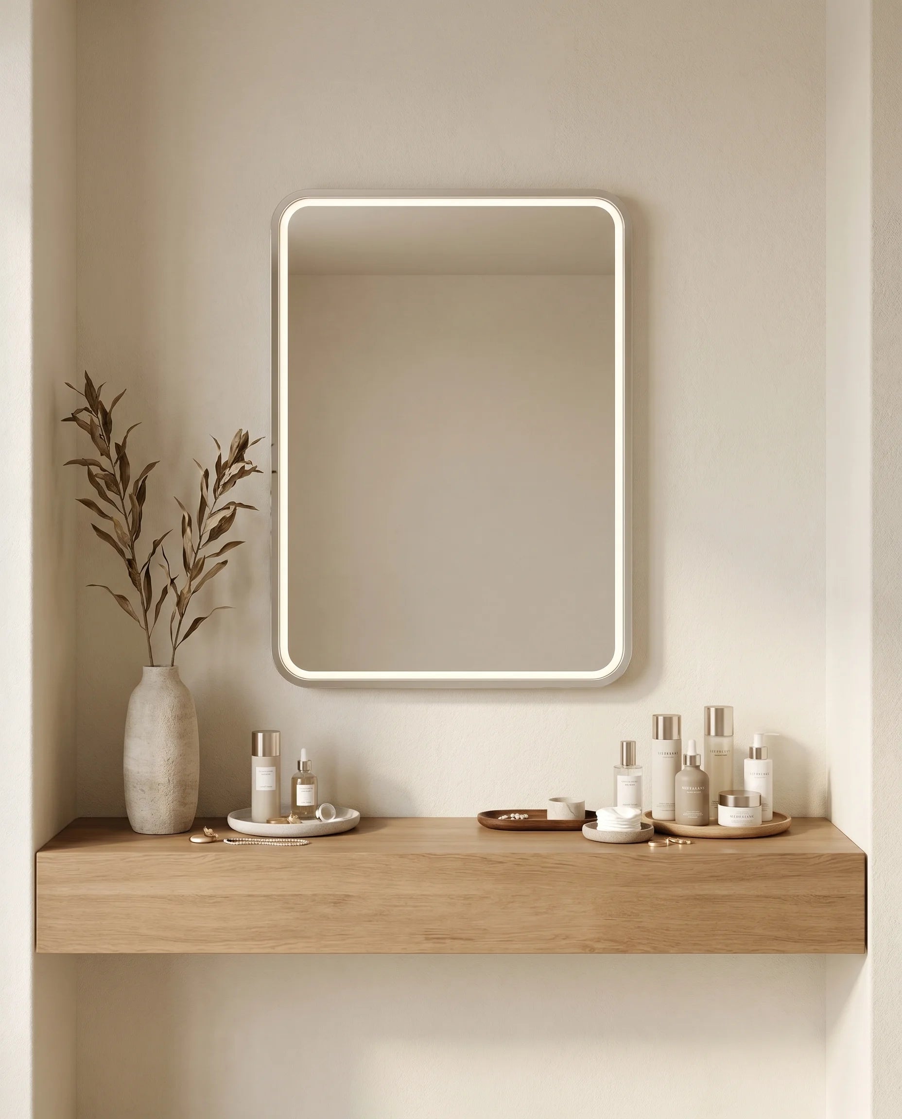 Romeo Silver Framed LED Rectangular Mirror