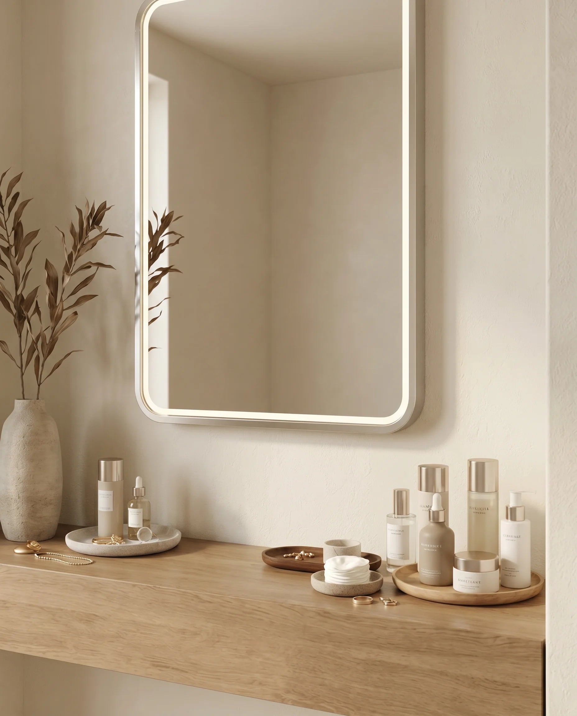 Romeo Silver Framed LED Rectangular Mirror