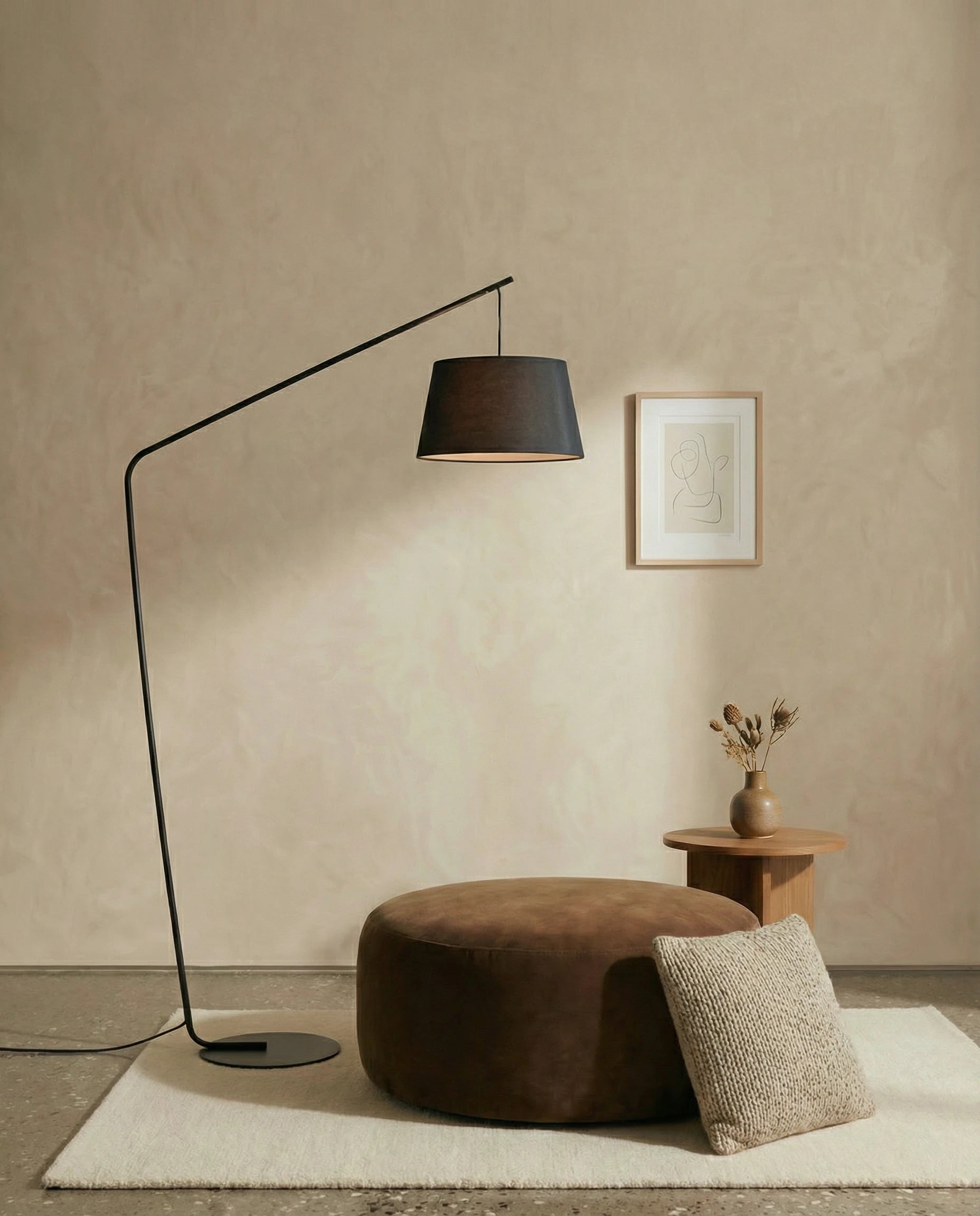 Romie Contemporary Black Fishing Rod Floor Lamp