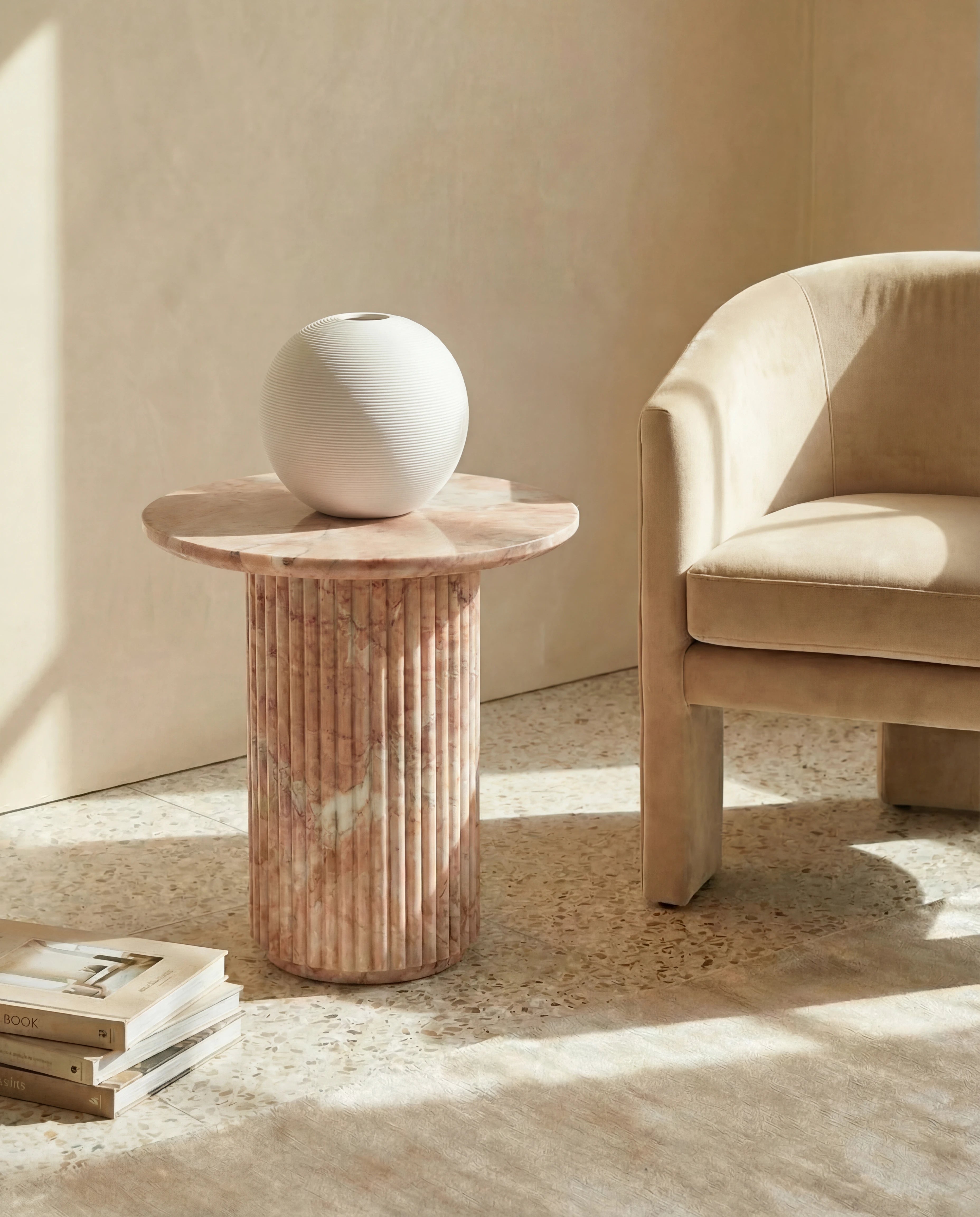 Rumi Minimal Textured Round Ceramic Vase 