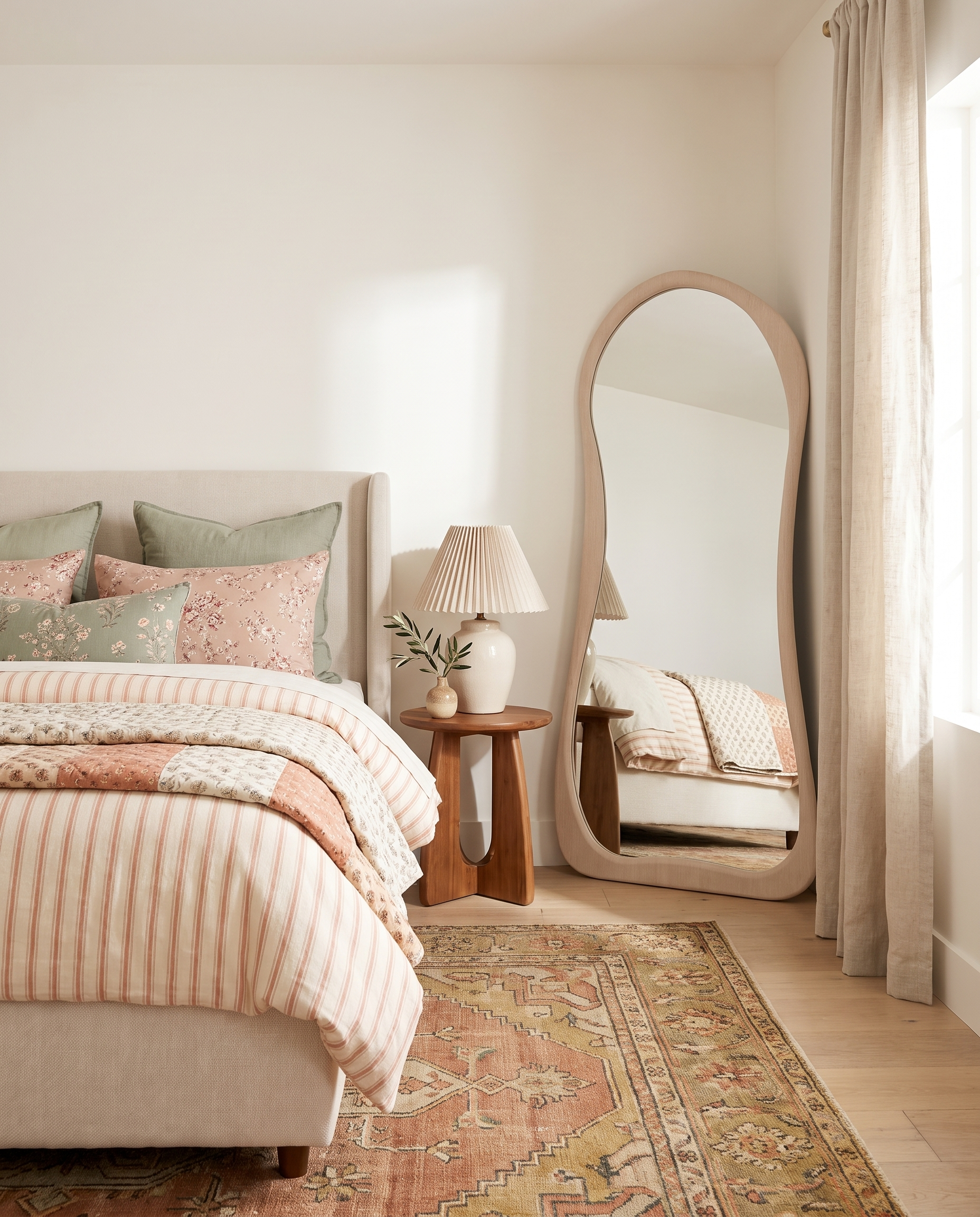 Sally Beige Curved Dressing Mirror