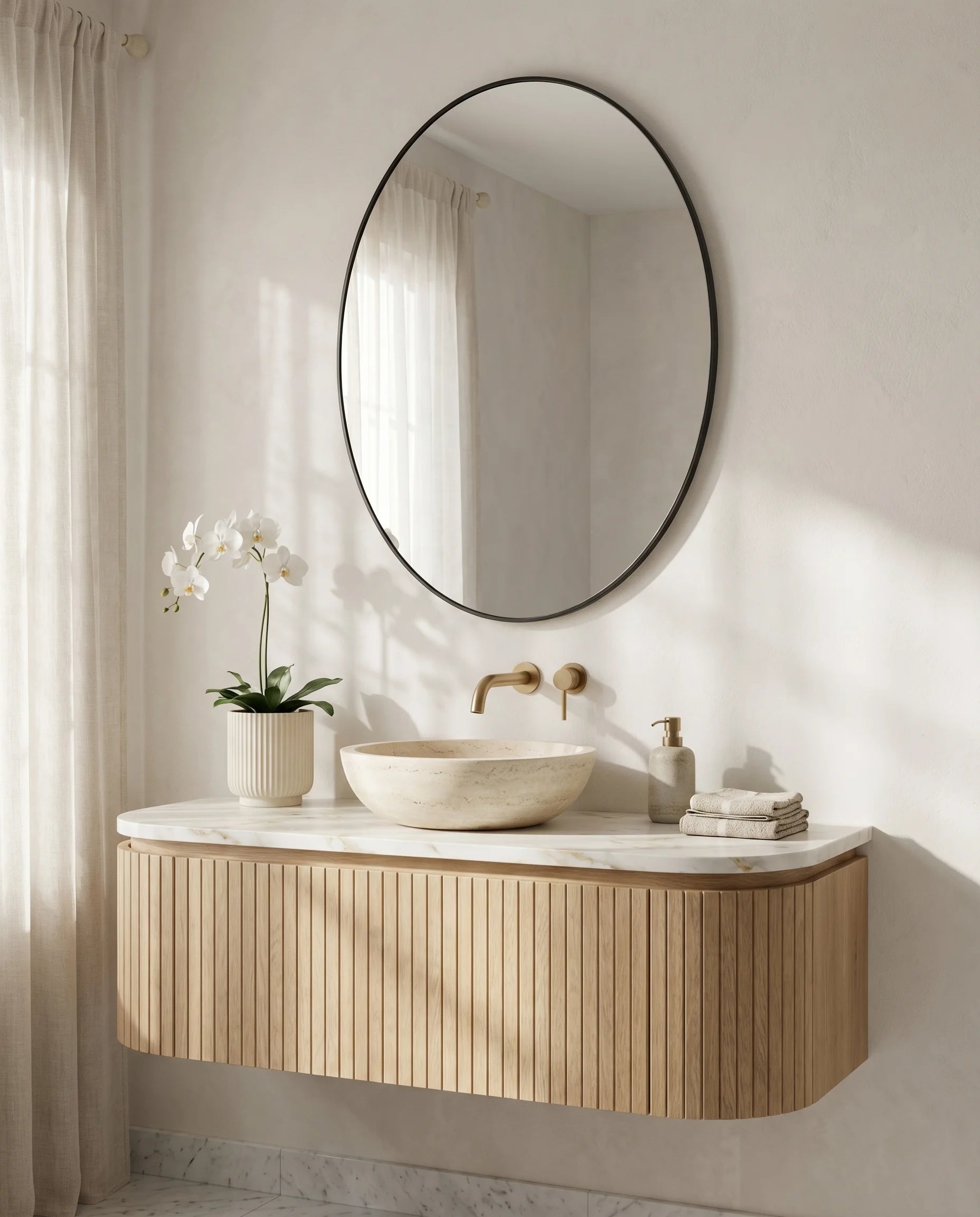Sasha Oval Vanity Mirror with Black Frame
