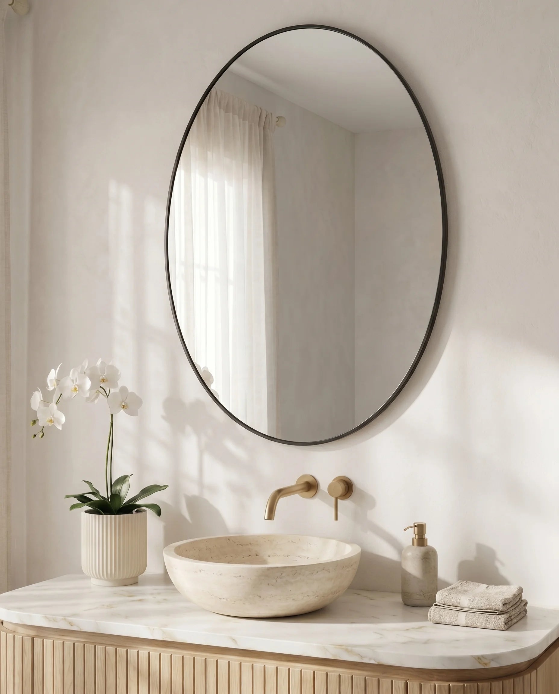 Sasha Oval Vanity Mirror with Black Frame