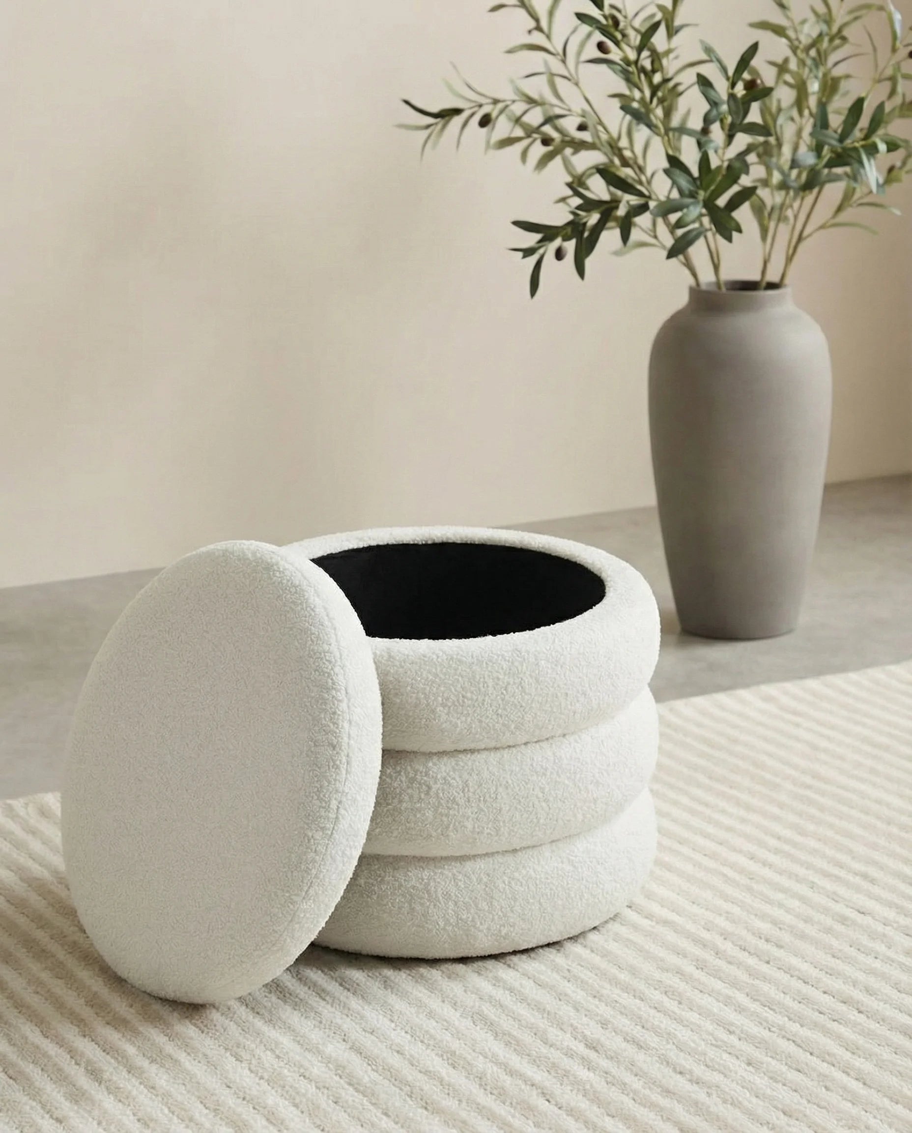 Sherpa Wide Vault Pouf Ottoman