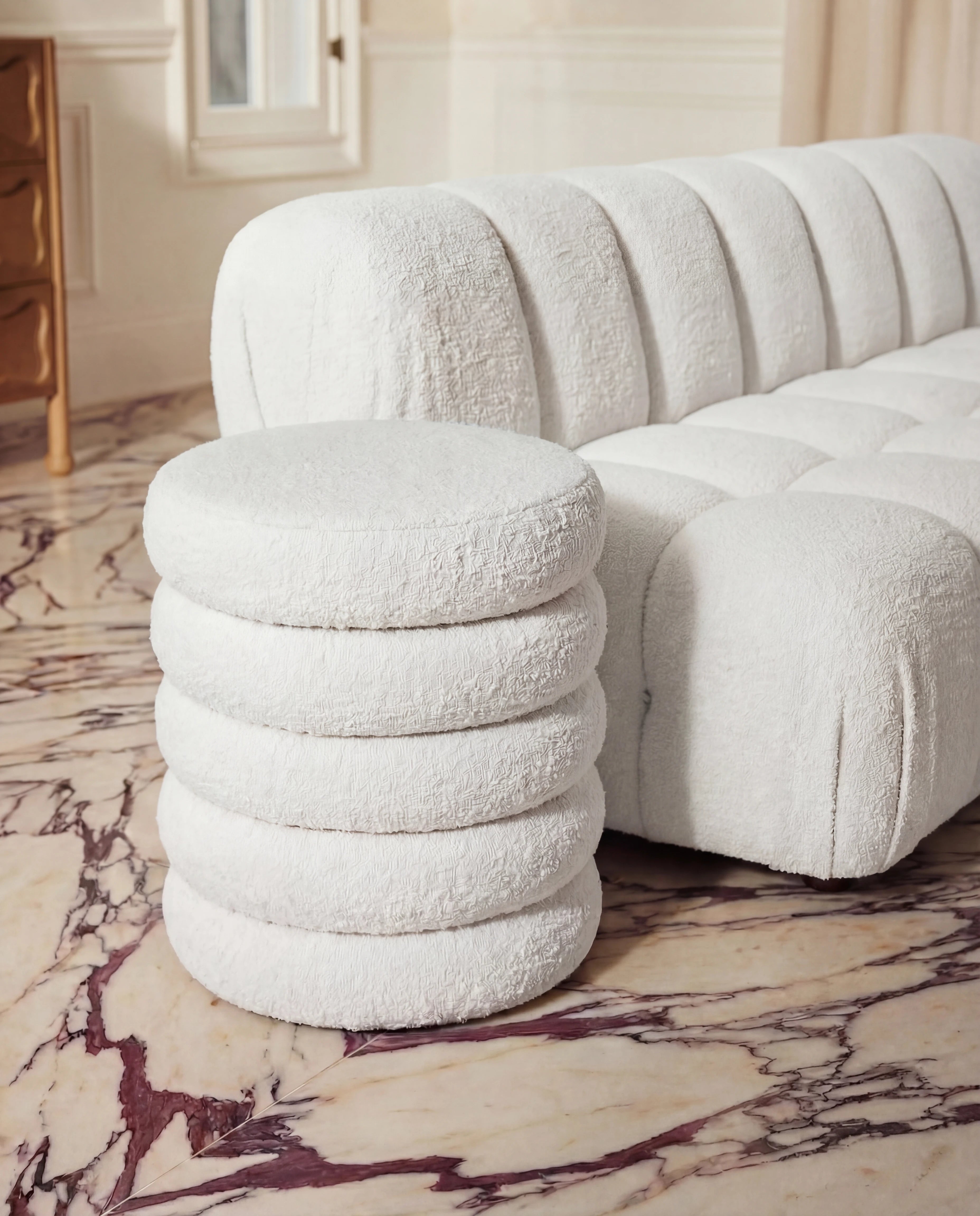 Sherpa Luxe Vault Pouf Ottoman