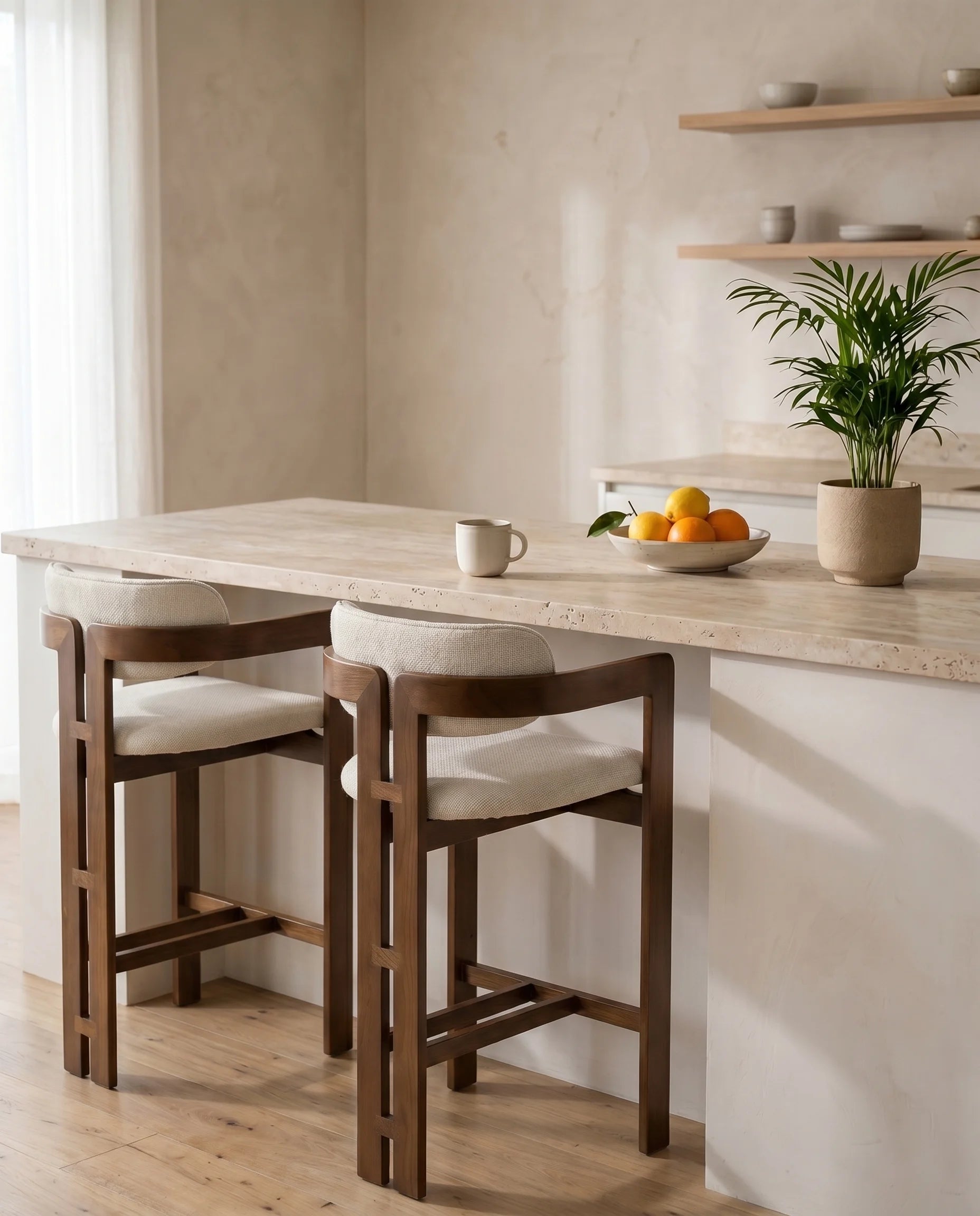 Sigrid Curved Wooden Bar Stool