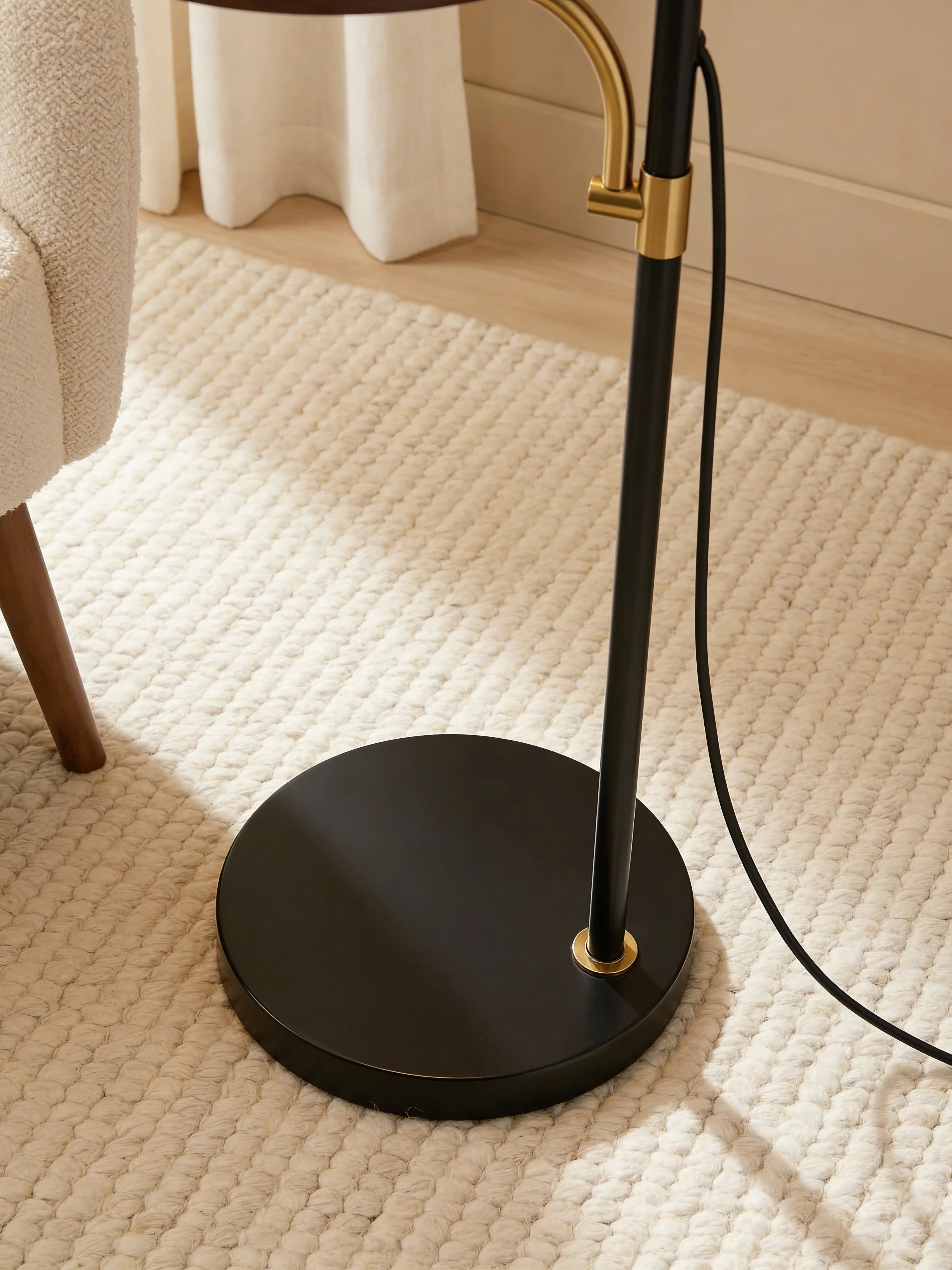 Silas Stylish Black & Copper Arched Shelf Floor Lamp