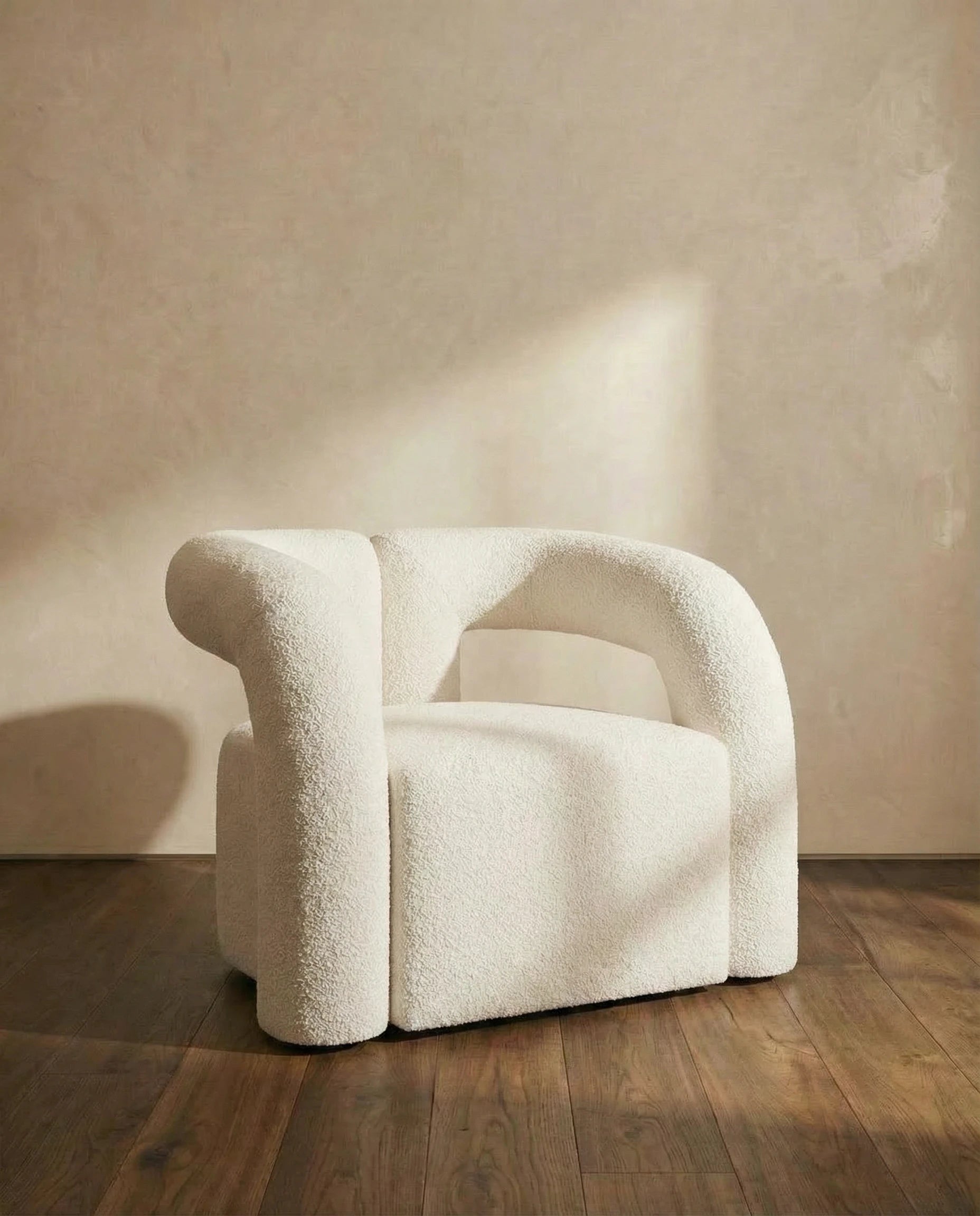 Sofia White Boucle Dining Chair with Arms