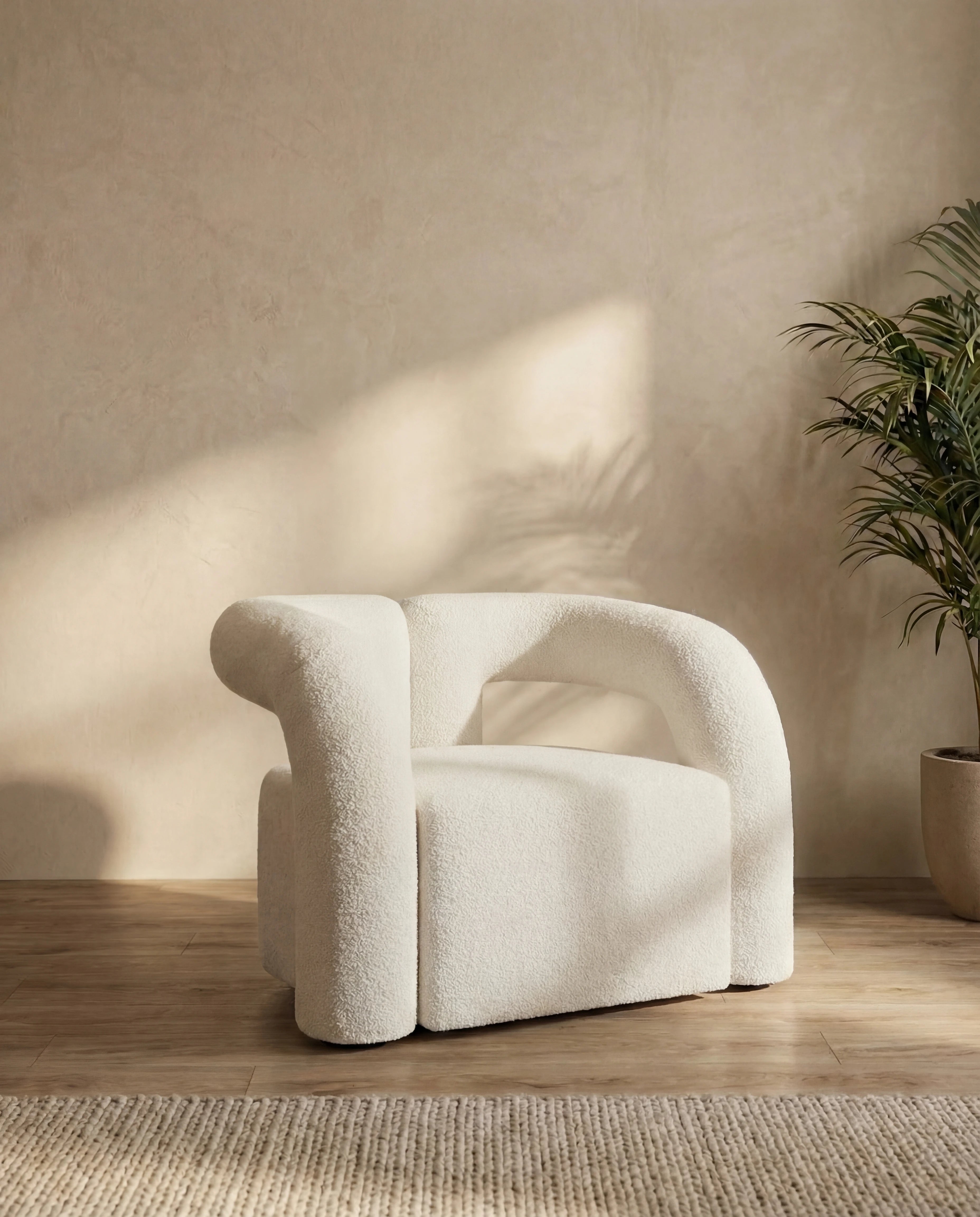 Sofia White Boucle Dining Chair with Arms